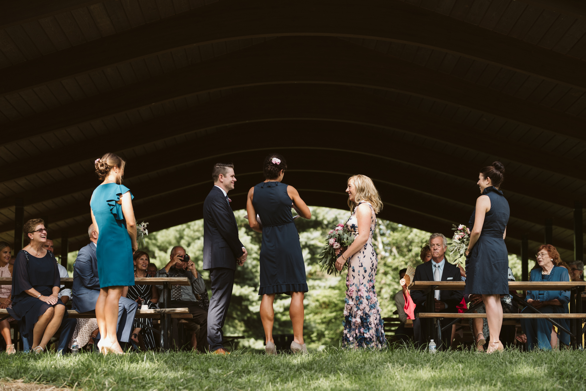 Pop-up Ceremony, Outdoor Wedding, Casual, Simple, Lake Roland, Baltimore, Maryland Wedding Photographer, Laid Back, DIY, Elegant Camp Pavilion,