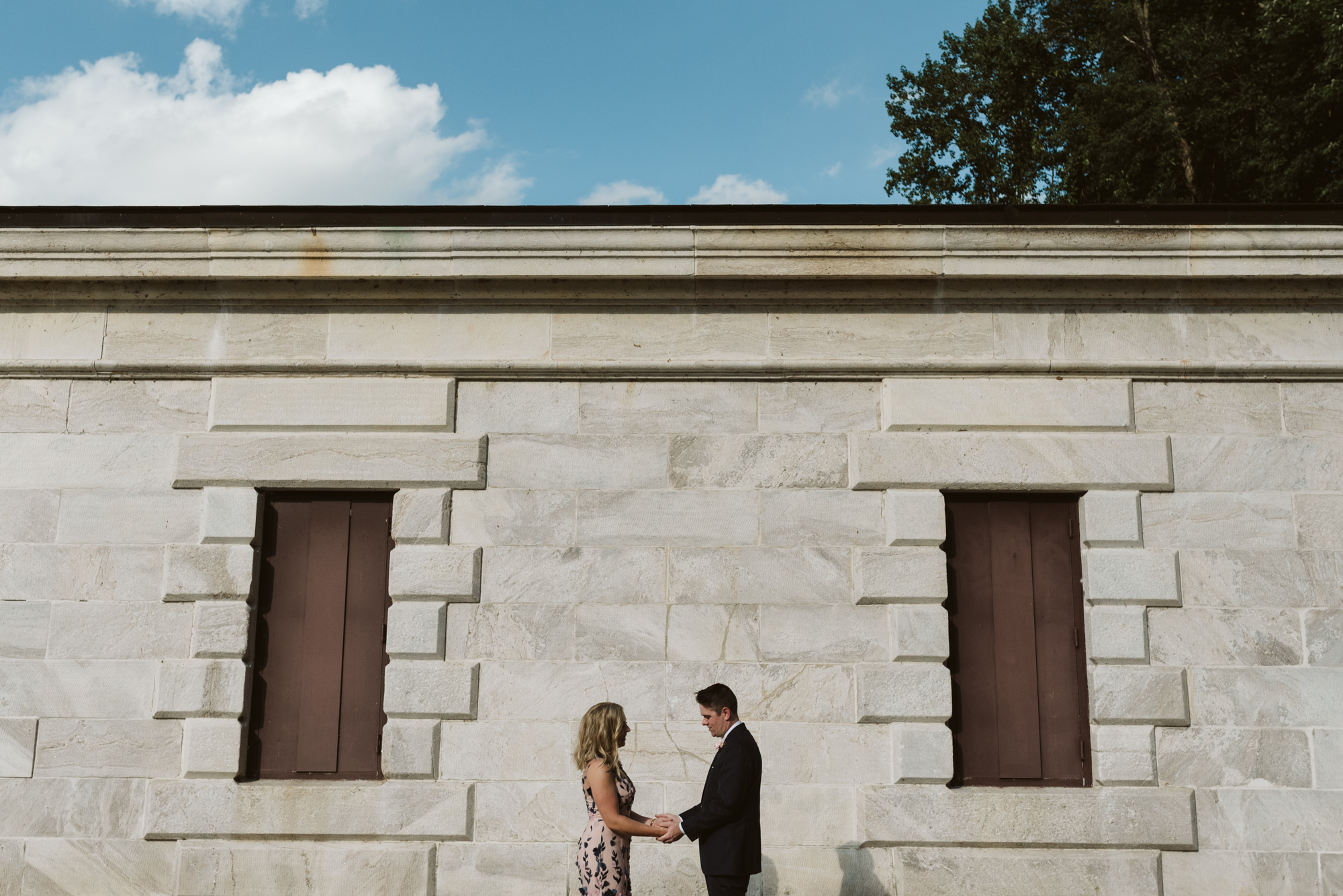 Pop-up Ceremony, Outdoor Wedding, Casual, Simple, Lake Roland, Baltimore, Maryland Wedding Photographer, Laid Back, Bride and Groom Portrait, Pump House at Lake