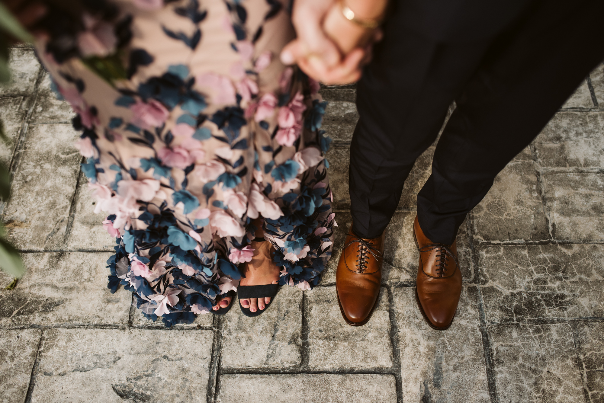 Outdoor Wedding, Casual, Simple, Lake Roland, Baltimore, Maryland Wedding Photographer, Laid Back, Overhead Shot, Pink Wedding Dress, Kelly and Katie Shoes