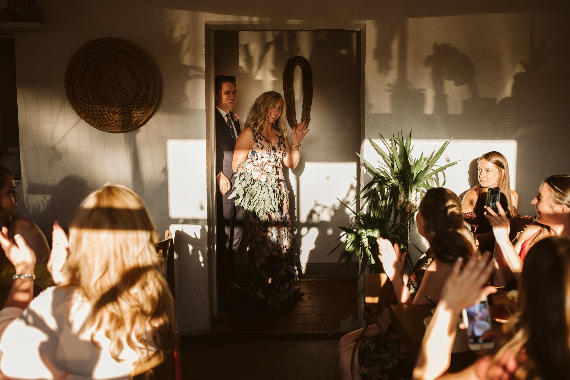 Pop-up Ceremony, Outdoor Wedding, Casual, Simple, Lake Roland, Baltimore, Maryland Wedding Photographer, Laid Back, Bride and Groom Entrance at Wedding Reception, Clavel