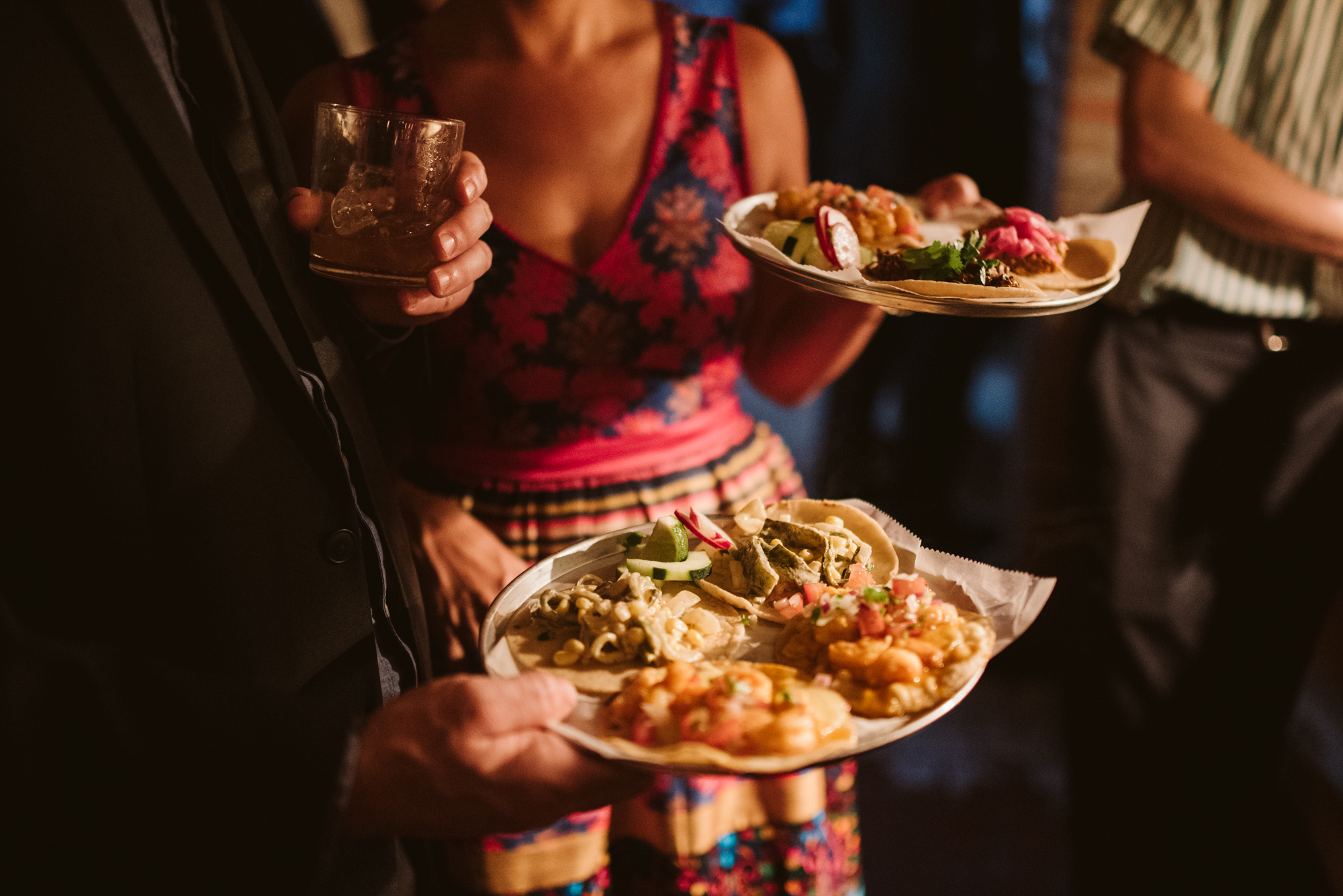 Outdoor Wedding, Casual, Simple, Baltimore, Maryland Wedding Photographer, Laid Back, September Wedding, Reception Food, Guests Enjoying Meal, Tacos