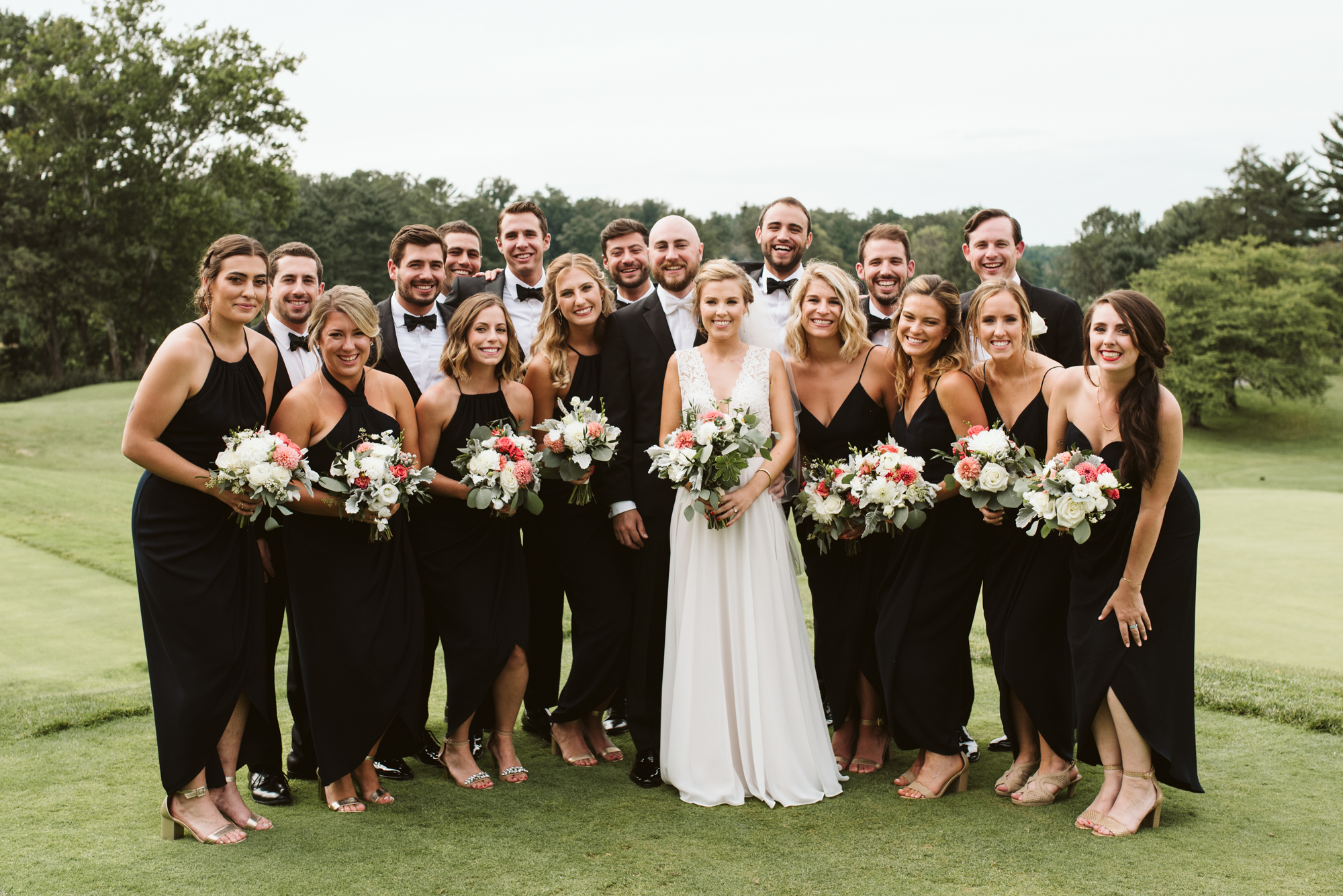 Elegant, Columbia Country Club, Chevy Chase Maryland, Baltimore Wedding Photographer, Classic, Traditional, Jewish Wedding, Wedding Party Portrait, BHLDN, Shona Joy, Golf Course