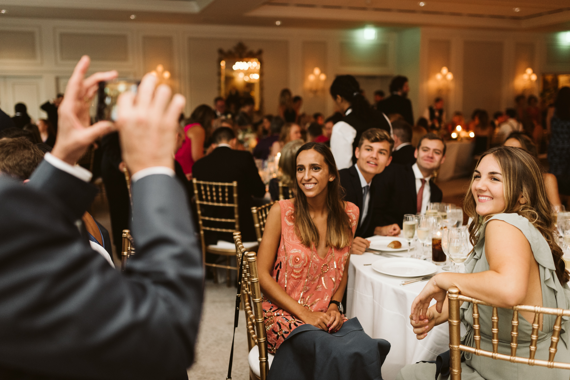 Elegant, Columbia Country Club, Chevy Chase Maryland, Baltimore Wedding Photographer, Classic, Traditional, Wedding Guests at Reception, Candid Photo