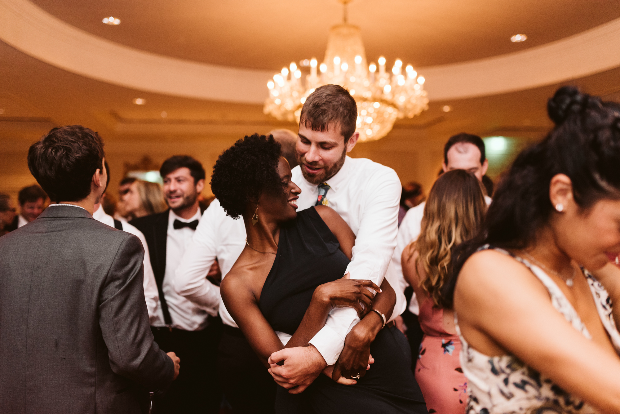 Elegant, Columbia Country Club, Chevy Chase Maryland, Baltimore Wedding Photographer, Classic, Traditional, Cute Couple Dancing at Wedding Reception, Guests Dancing on Dance Floor