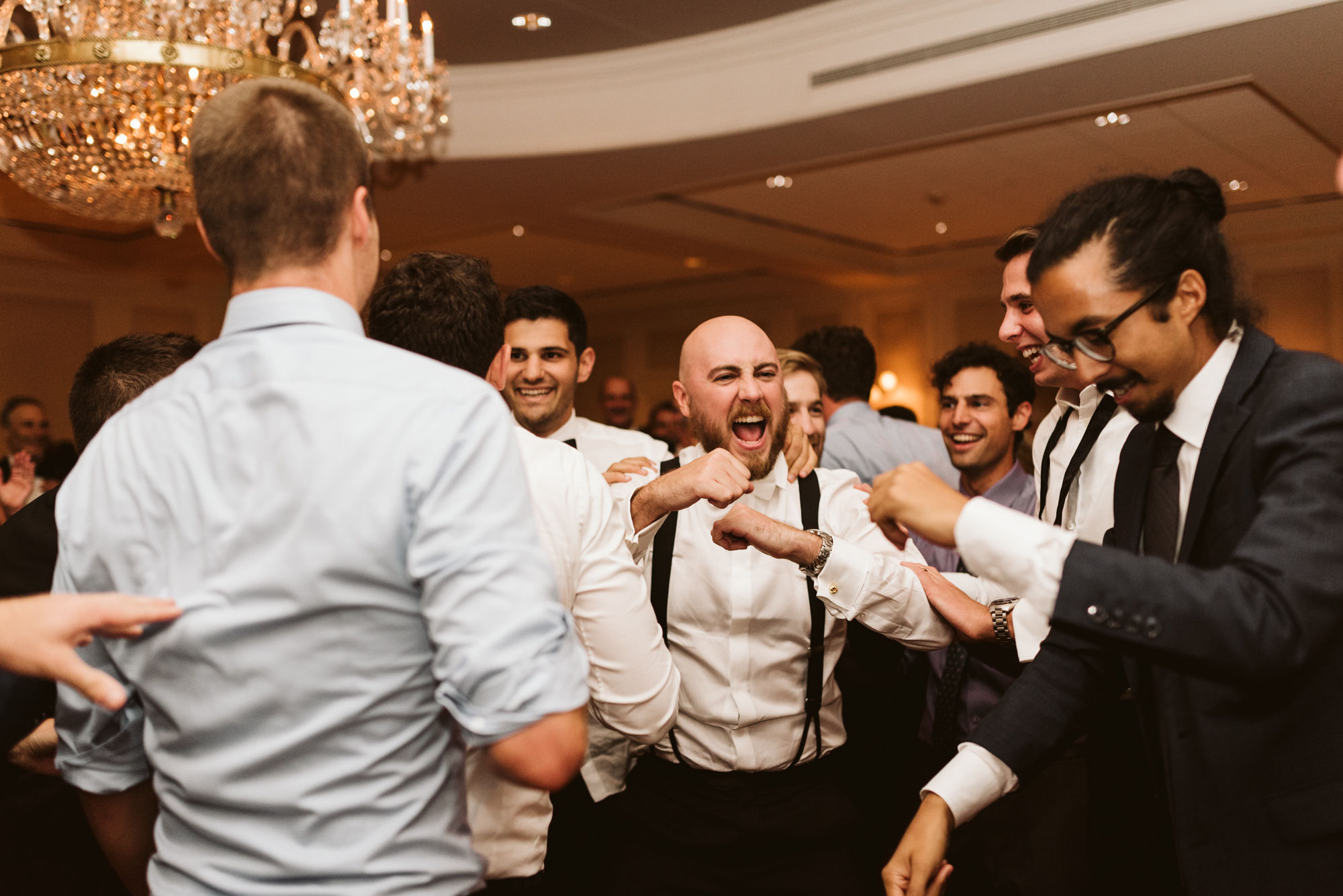Elegant, Columbia Country Club, Chevy Chase Maryland, Baltimore Wedding Photographer, Classic, Traditional, Groom and Groomsmen Doing Awesome Dance Moves at Reception