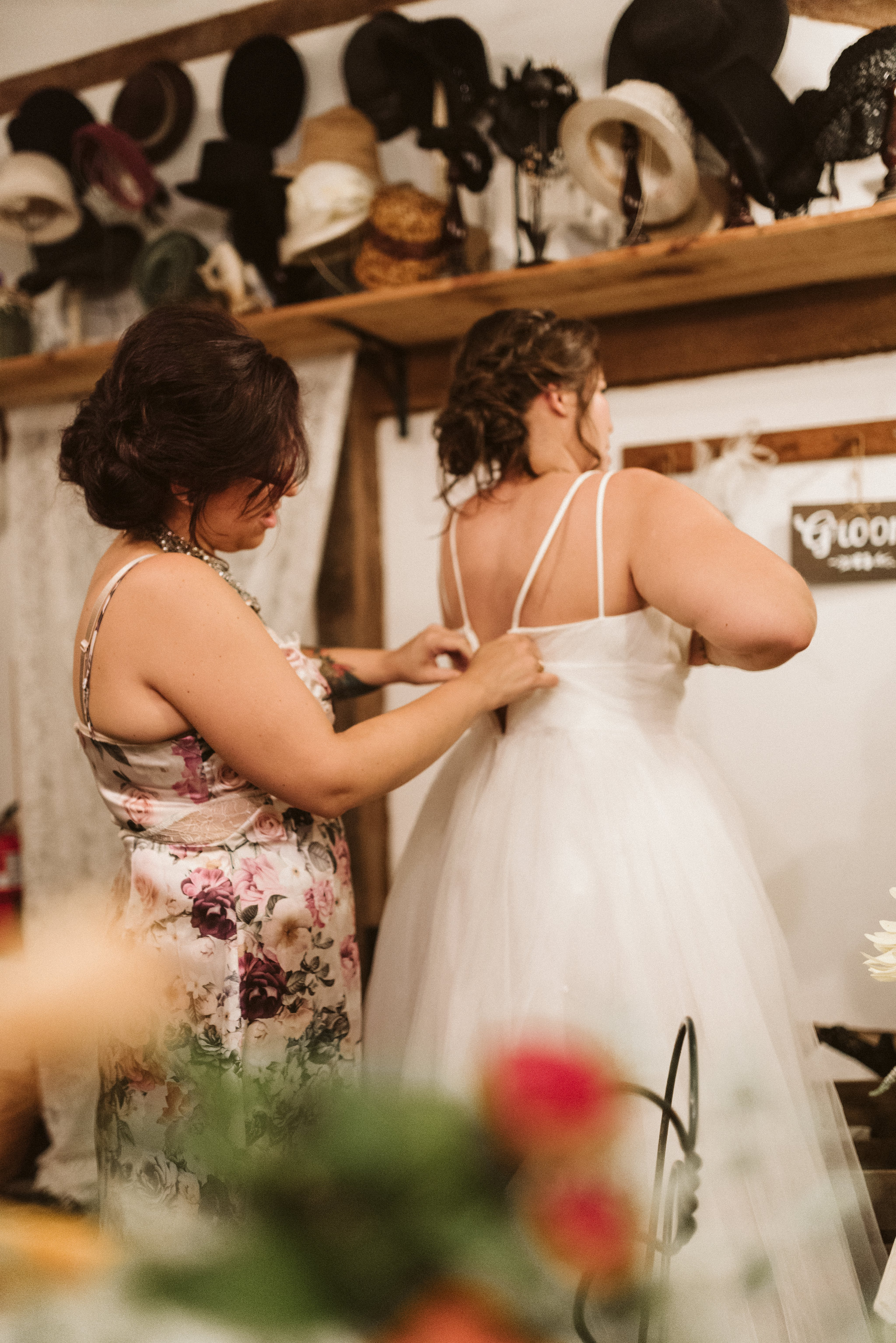 Rocklands Farm, Maryland, Intimate Wedding, Baltimore Wedding Photographer, Sungold Flower Co, Rustic, Romantic, Barn Wedding, Bride Getting Ready Before Ceremony, Tulle Wedding Dress