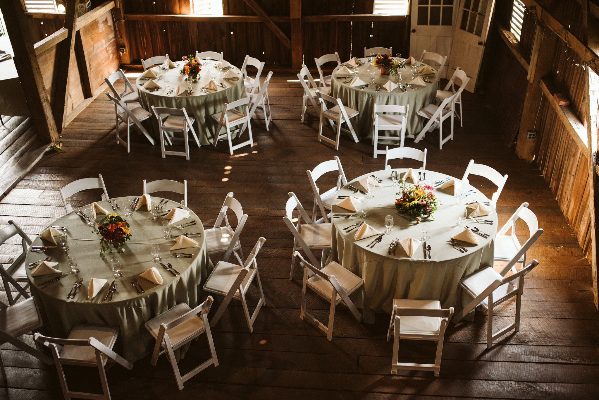 Rocklands Farm, Maryland, Intimate Wedding, Baltimore Wedding Photographer, Sungold Flower Co, Rustic, Romantic, Barn Wedding, Overhead Shot of Reception Setup