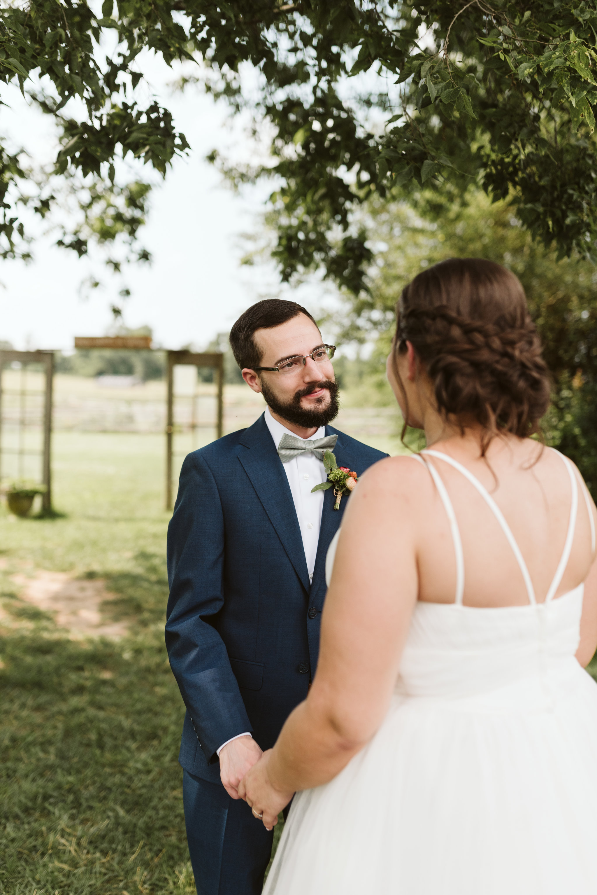 Rocklands Farm, Maryland, Intimate Wedding, Baltimore Wedding Photographer, Sungold Flower Co, Rustic, Romantic, Barn Wedding, Groom Looking Lovingly at Bride