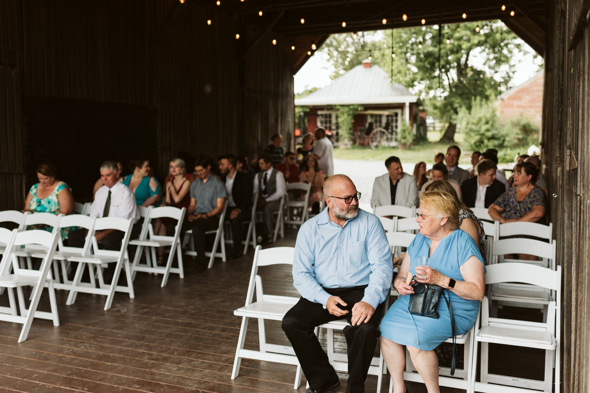Rocklands Farm, Maryland, Intimate Wedding, Baltimore Wedding Photographer, Sungold Flower Co, Rustic, Romantic, Barn Wedding, Wedding Guests Talking Before Ceremony Begins