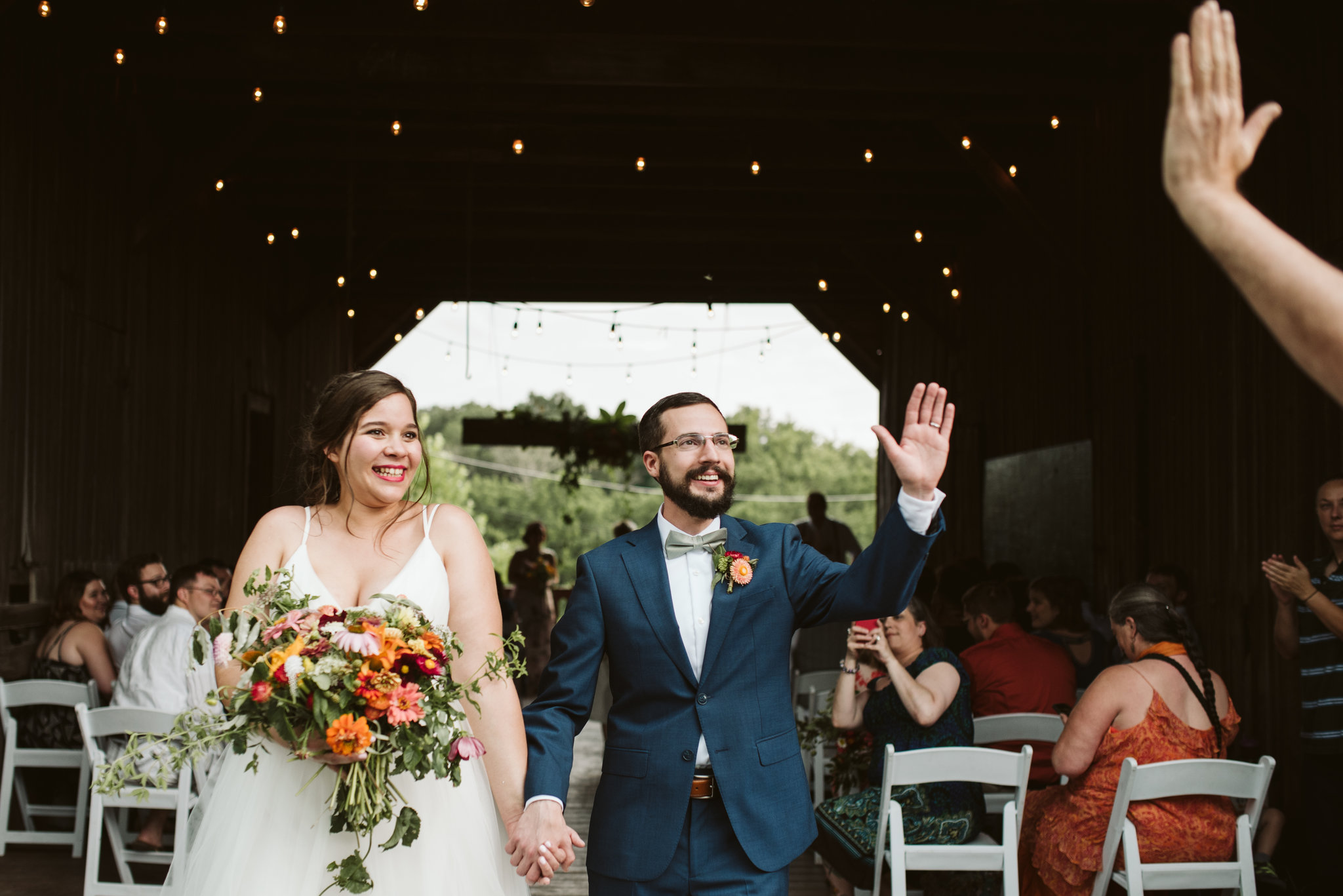 Rocklands Farm, Maryland, Intimate Wedding, Baltimore Wedding Photographer, Sungold Flower Co, Rustic, Romantic, Barn Wedding, Bride and Groom Just Married, Walking Down Aisle