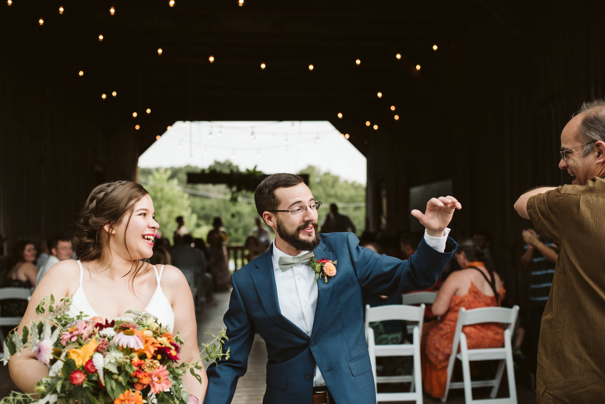 Rocklands Farm, Maryland, Intimate Wedding, Baltimore Wedding Photographer, Sungold Flower Co, Rustic, Romantic, Barn Wedding, Bride and Groom Just Married, Walking Down Aisle