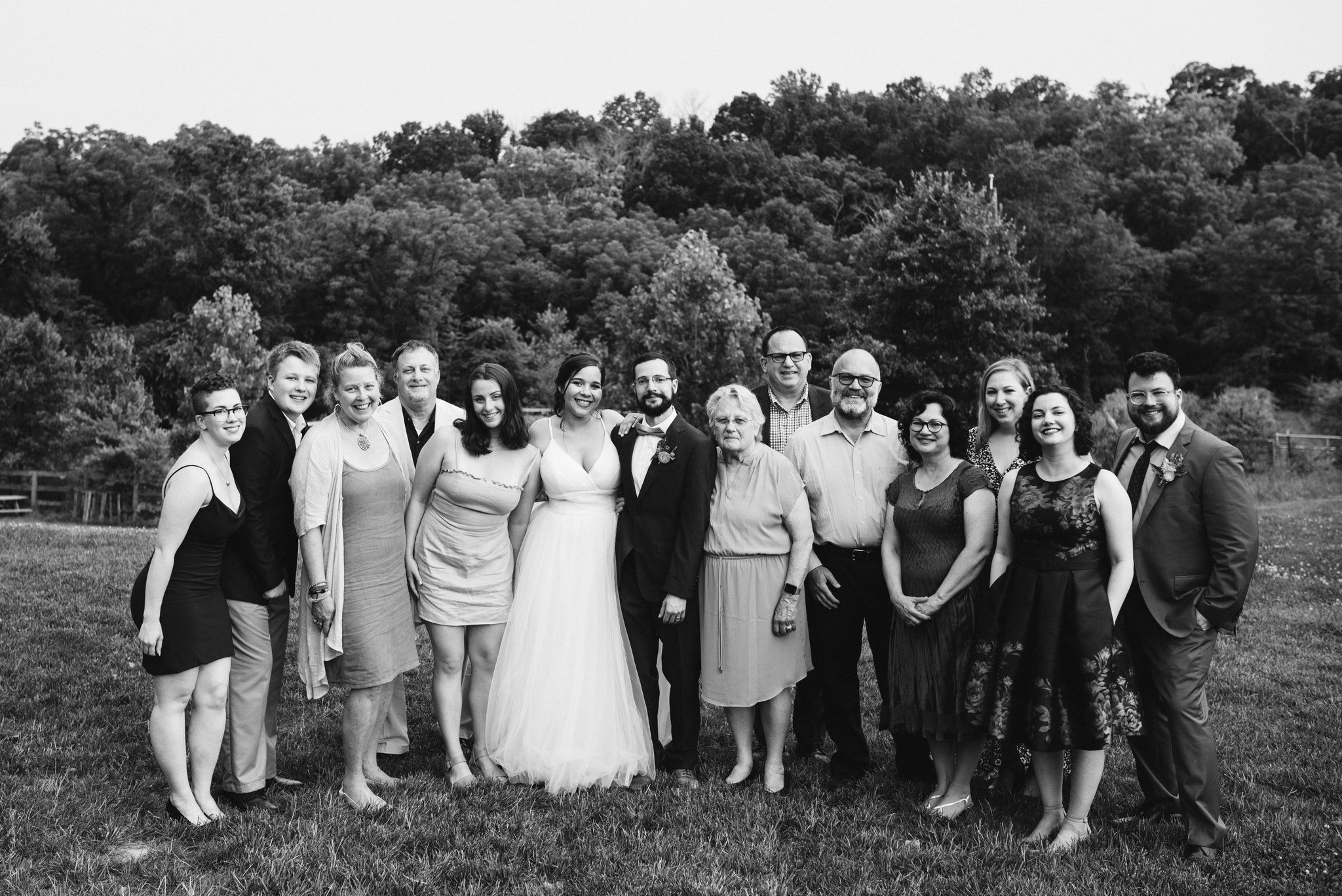 Rocklands Farm, Maryland, Intimate Wedding, Baltimore Wedding Photographer, Sungold Flower Co, Rustic, Romantic, Barn Wedding, Bride and Groom with Families, Family Portrait, Black and White