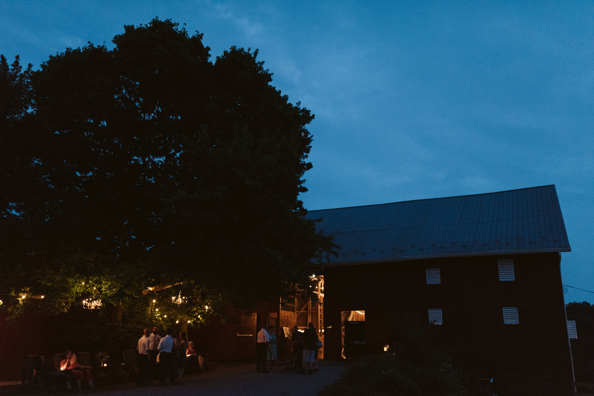 Rocklands Farm, Maryland, Intimate Wedding, Baltimore Wedding Photographer, Sungold Flower Co, Rustic, Romantic, Barn Wedding, Twilight Photo of Illuminated Barn