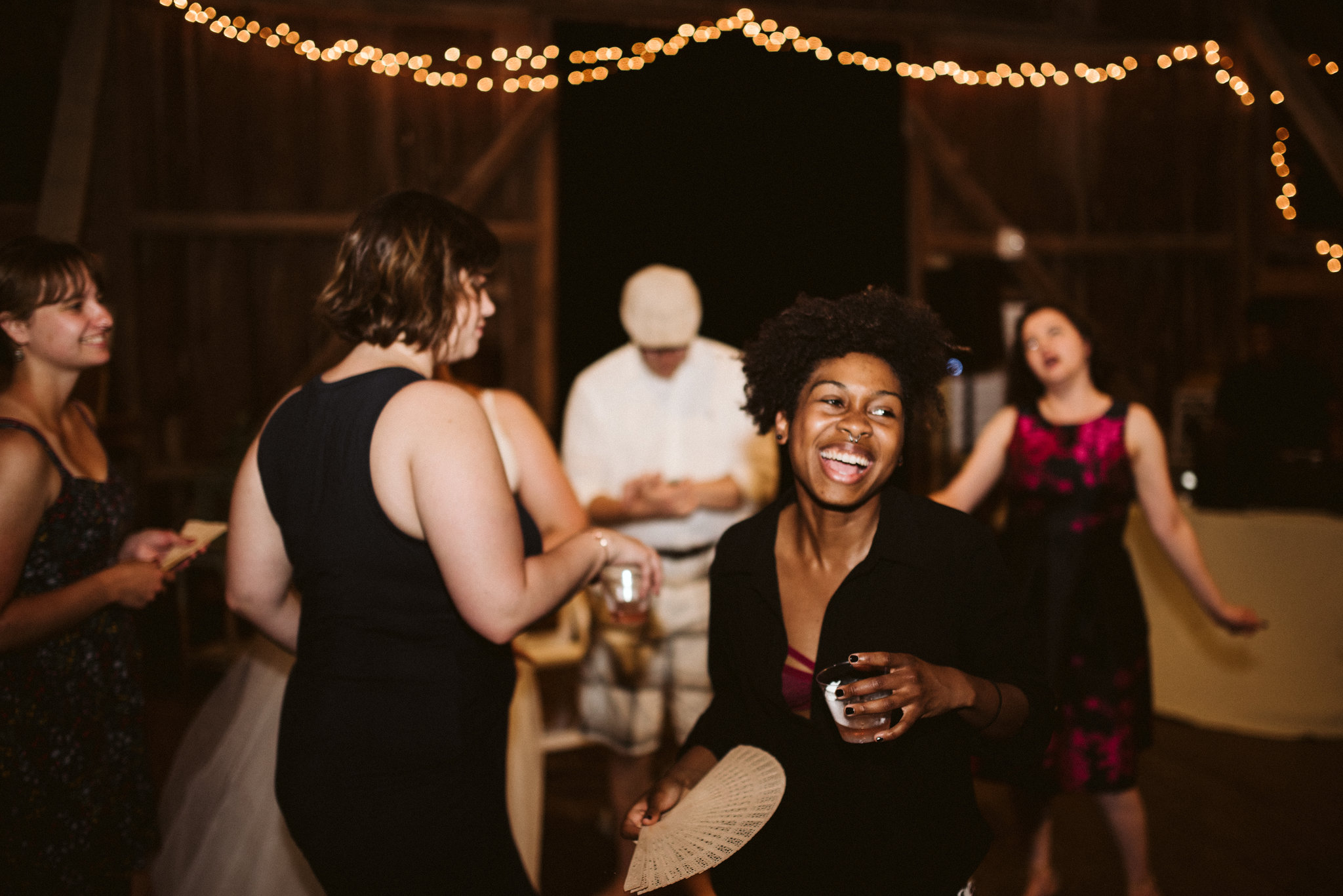 Rocklands Farm, Maryland, Intimate Wedding, Baltimore Wedding Photographer, Sungold Flower Co, Rustic, Romantic, Barn Wedding, Friends Laughing and Dancing at Reception