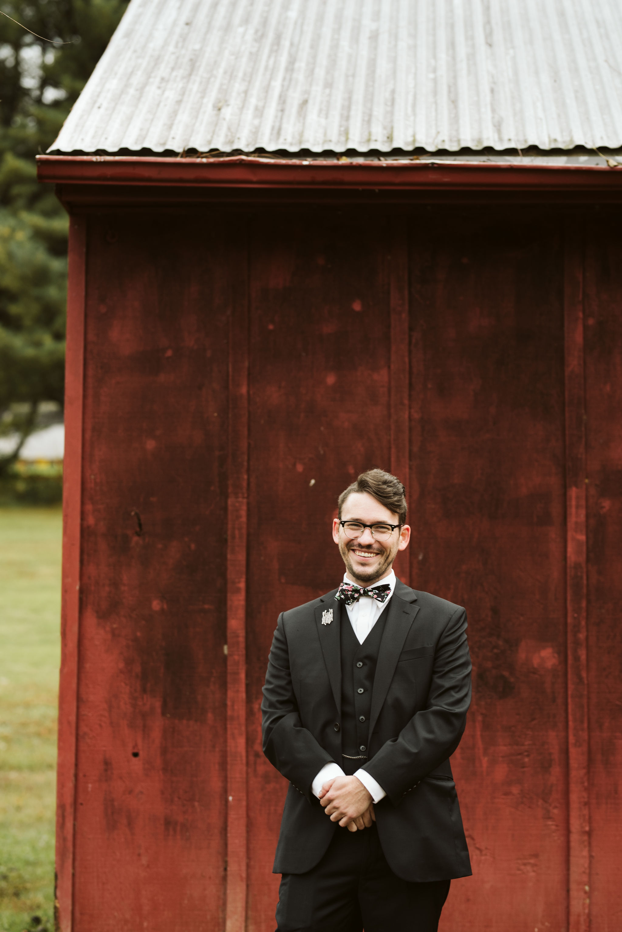  Maryland, Baltimore Wedding Photographer, Backyard Wedding, Fall, October, Dark Bohemian, Whimsical, Fun, Portrait of Groom Smiling Outside 
