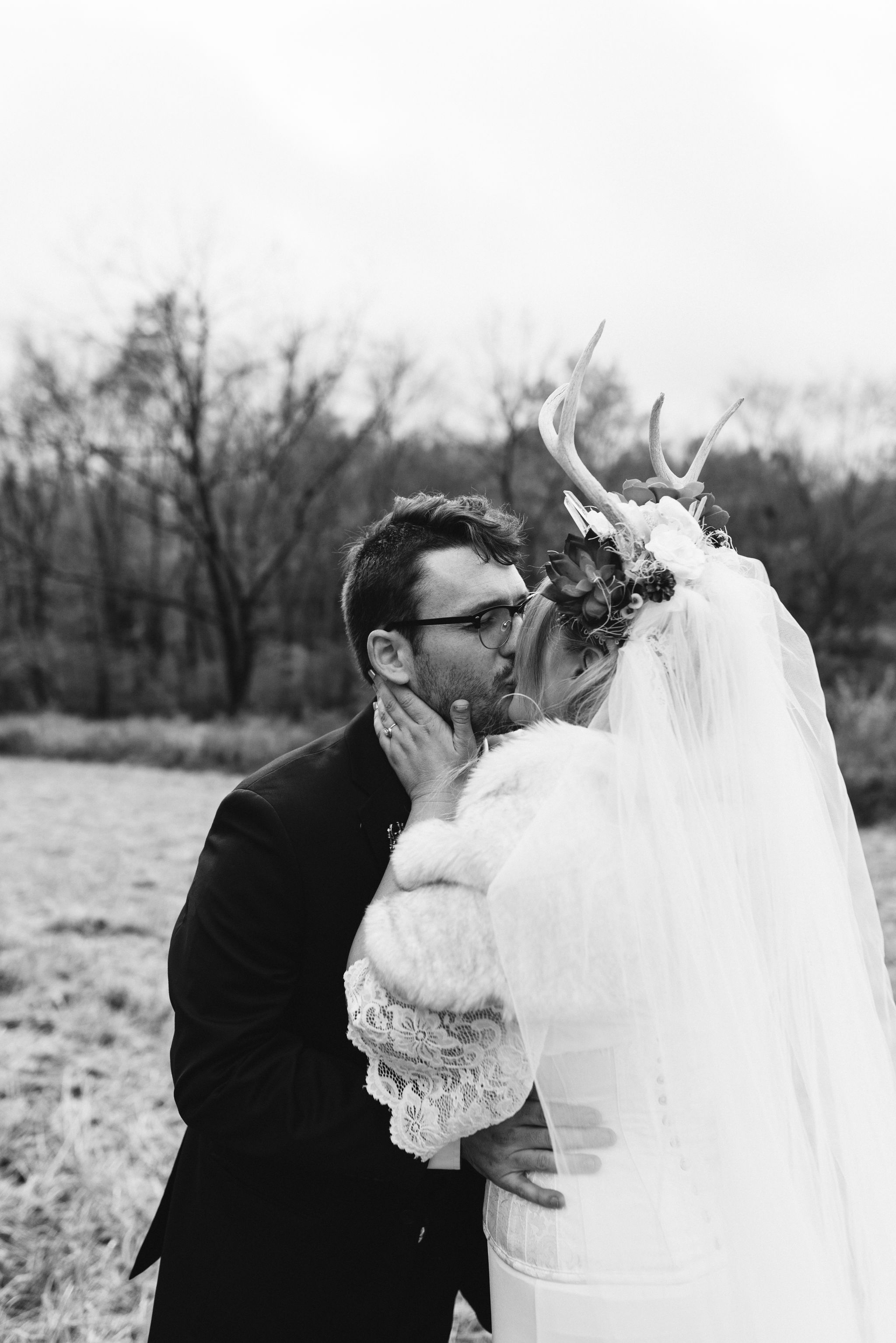  Maryland, Baltimore Wedding Photographer, Backyard Wedding, Fall, October, Dark Bohemian, Whimsical, Fun, Bride and Groom Kissing, Black and White Photo 