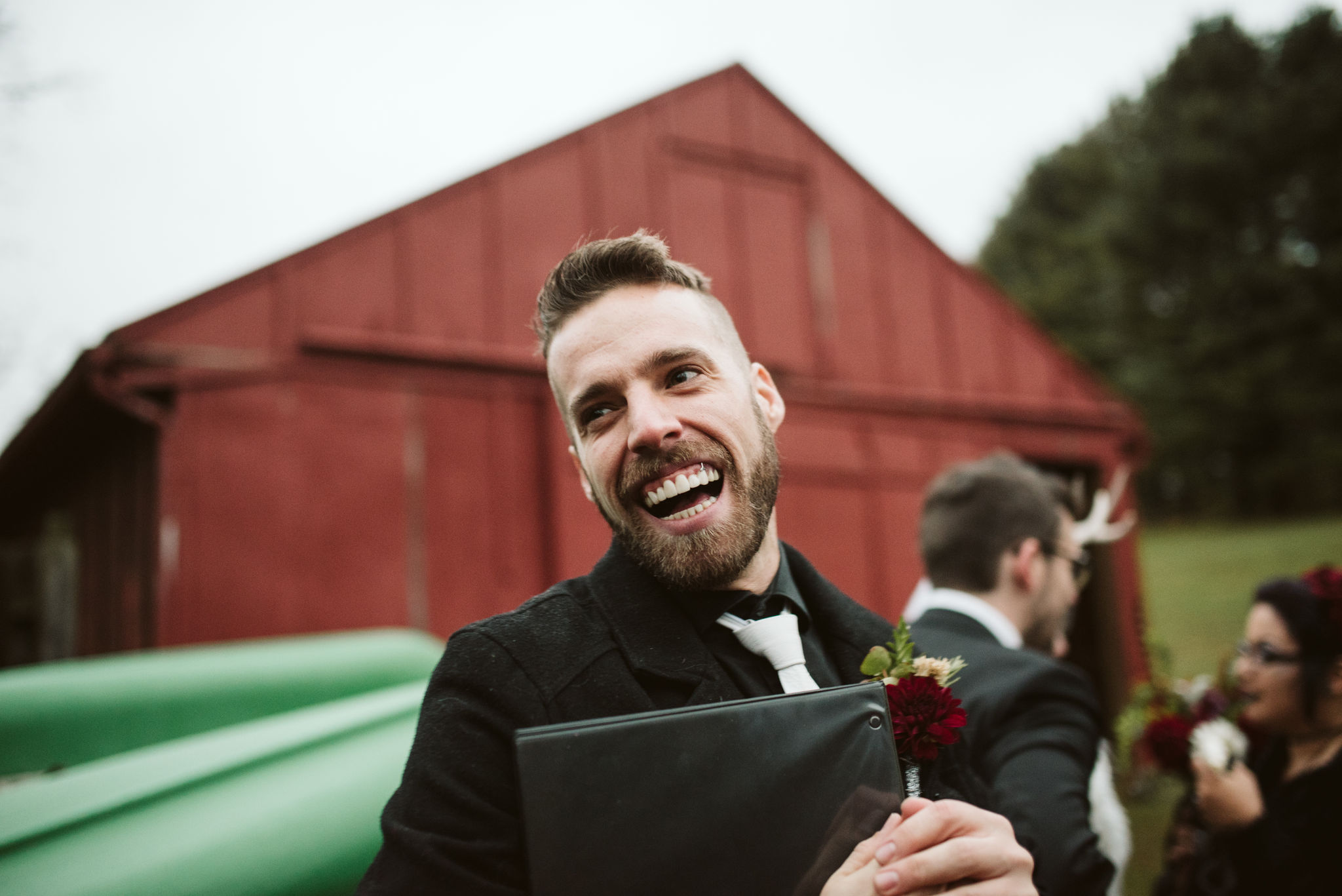  Maryland, Baltimore Wedding Photographer, Backyard Wedding, Fall, October, Dark Bohemian, Whimsical, Fun, Portrait of Guest Smiling and Laughing 