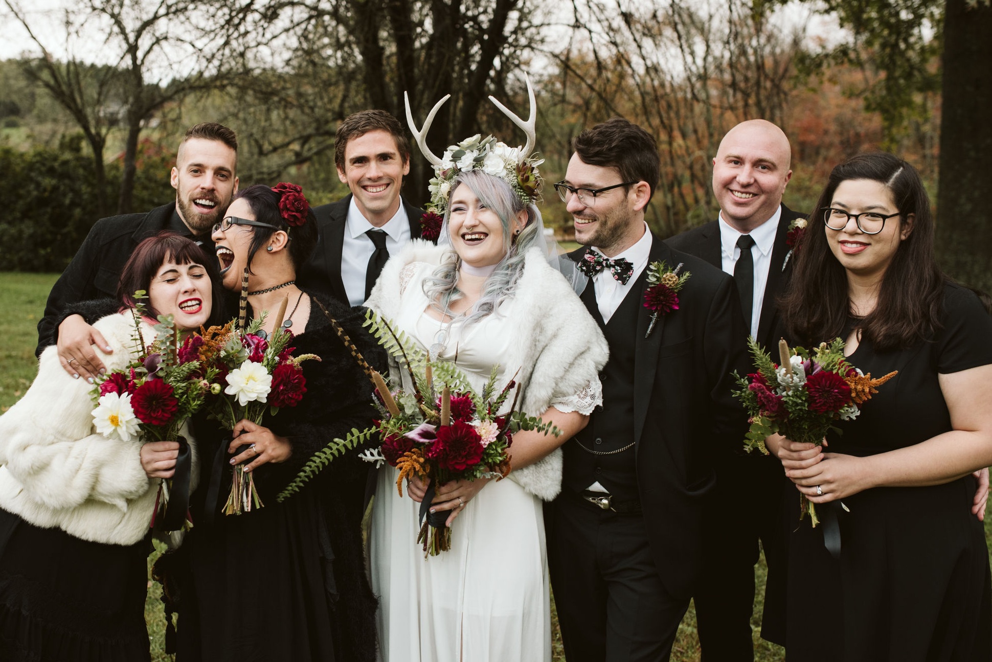 Misty Evening Handfasting with Warm Florals and Lace
