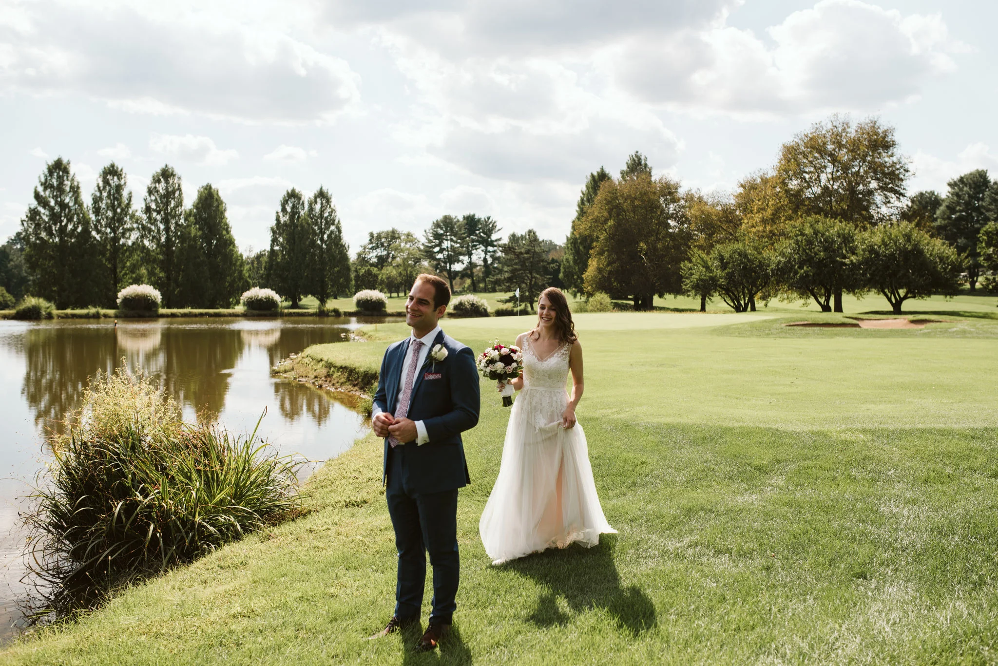 Phoenix Maryland, Baltimore Wedding Photographer, Eagle’s Nest Country Club, Classic, Romantic, Outdoor, BHLDN Dress, Knotty Tie, Bride and Groom during First Look