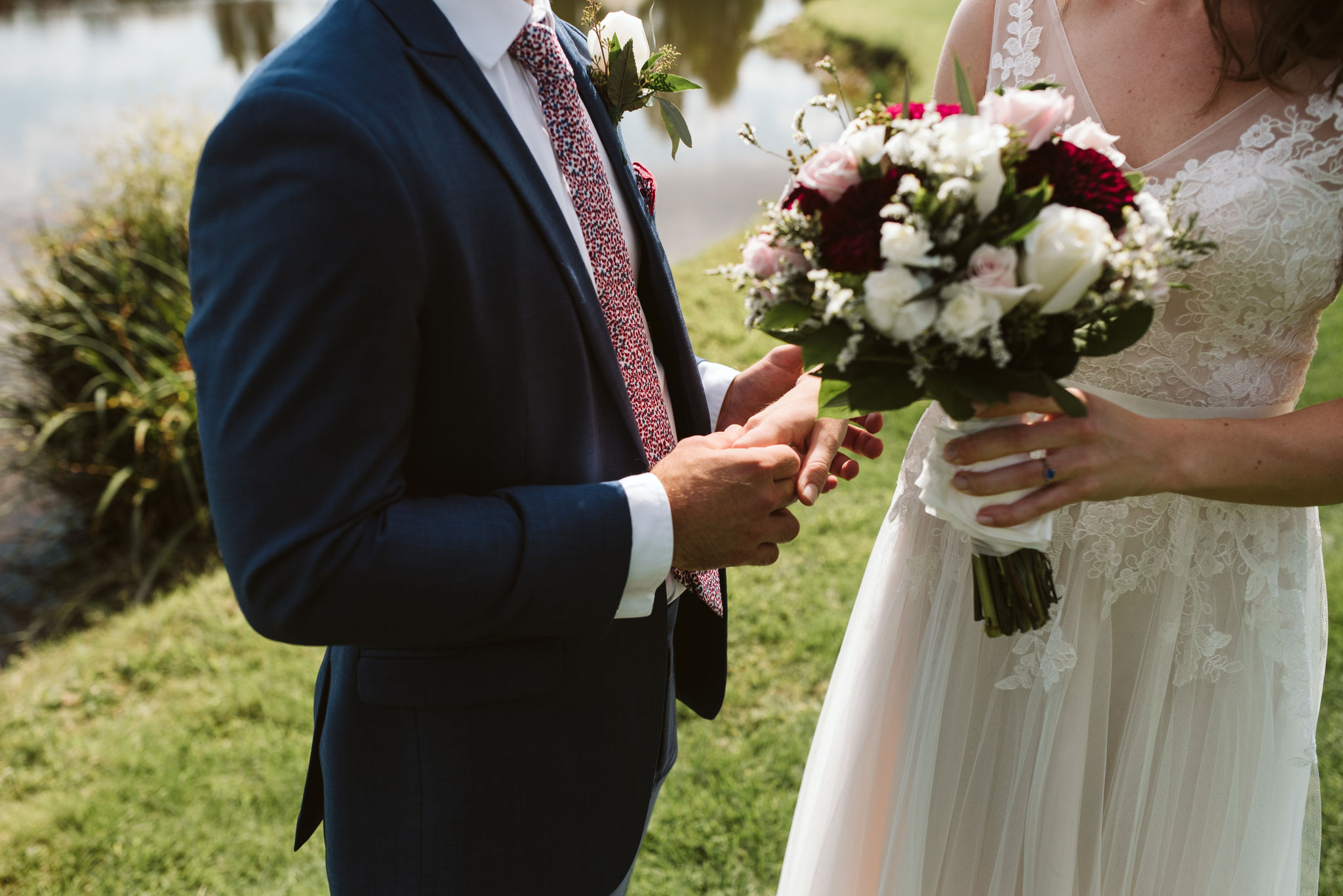  Phoenix Maryland, Baltimore Wedding Photographer, Eagle’s Nest Country Club, Classic, Romantic, Spring, Bride and Groom Holidng Hands after First Look, Dundalk Florist, Knotty Tie, Generation Tux 