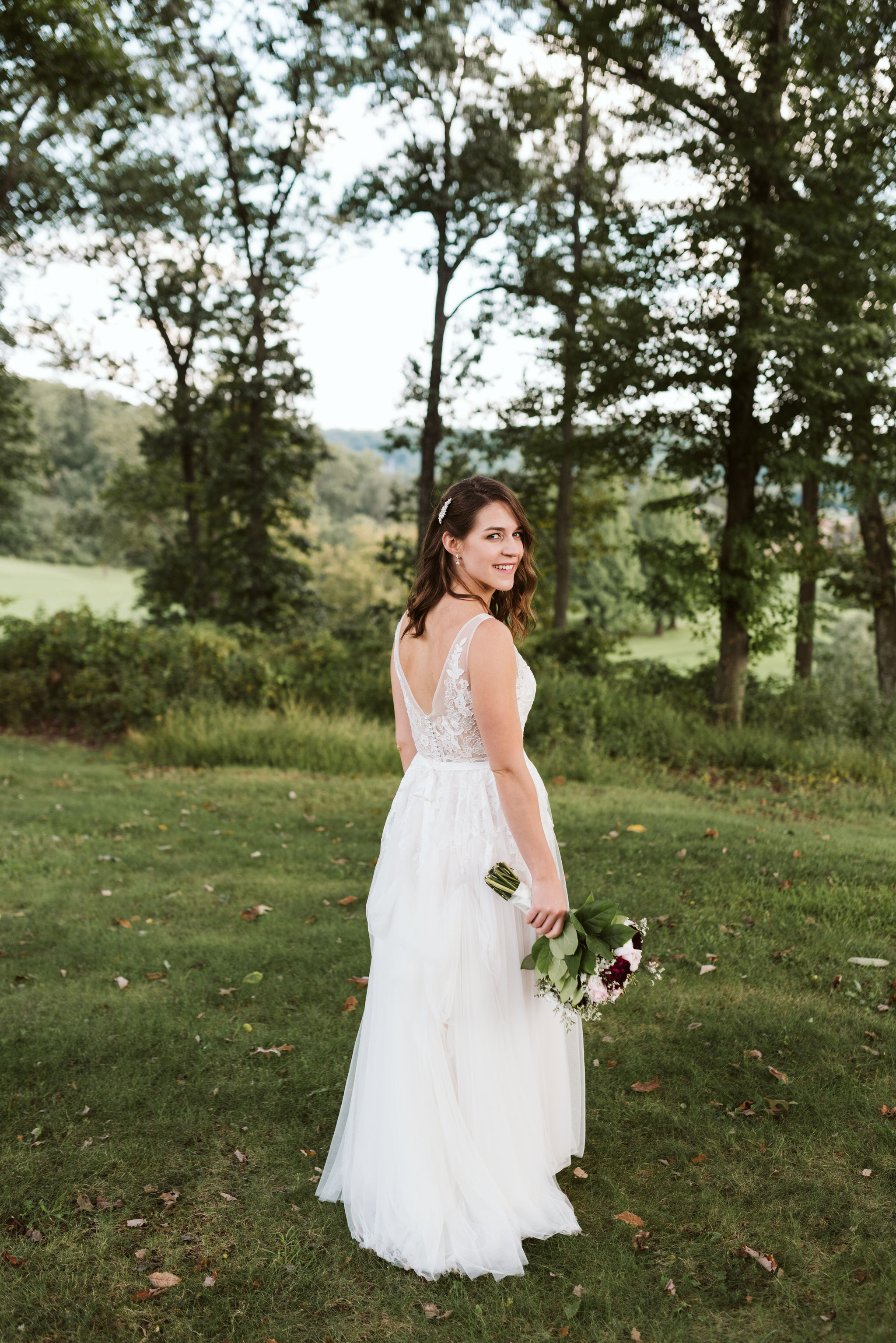  Phoenix Maryland, Baltimore Wedding Photographer, Eagle’s Nest Country Club, Classic, Romantic, Spring, Portrait Photo of the Bride, Gaby Vinas, BHLDN Dress, Dundalk Florist 