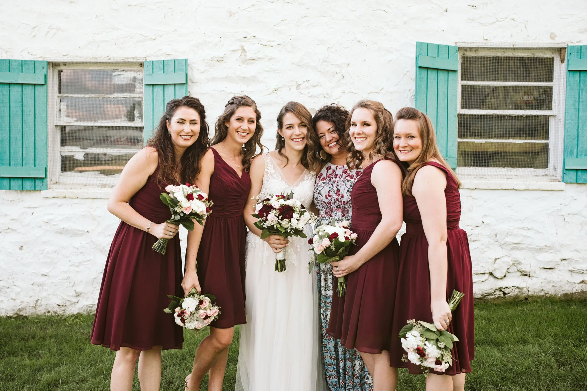 Phoenix Maryland, Baltimore Wedding Photographer, Eagle’s Nest Country Club, Classic, Romantic, Bride with Bridesmaids, Brideside Dresses, BHLDN Wedding Dress