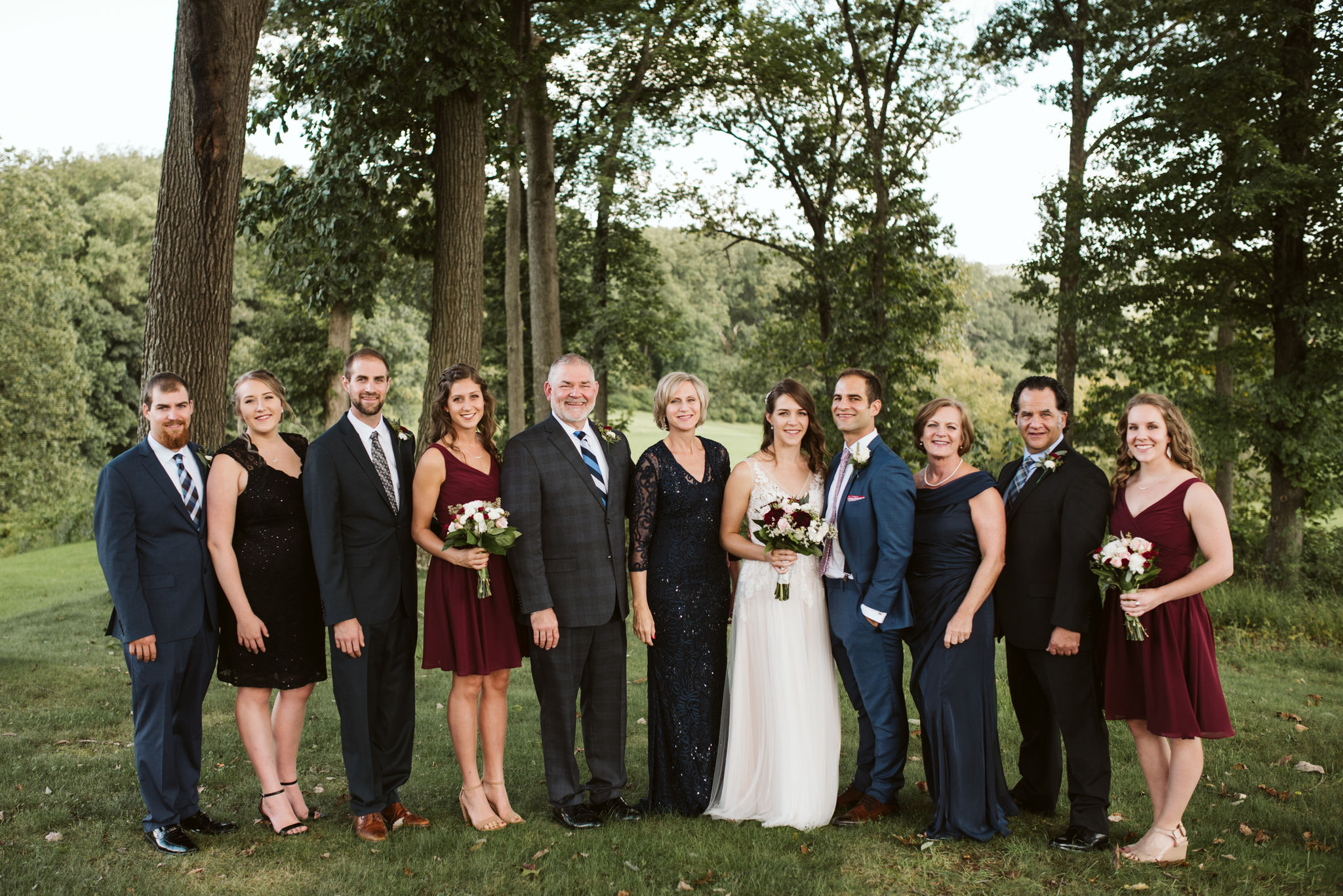  Phoenix Maryland, Baltimore Wedding Photographer, Eagle’s Nest Country Club, Classic, Romantic, Portrait of Bride and Groom with Family Outside 