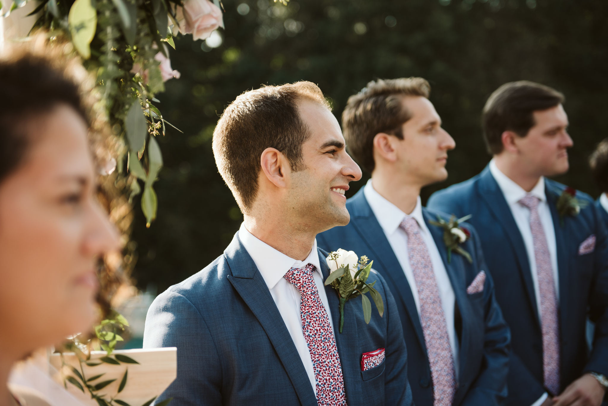  Phoenix Maryland, Baltimore Wedding Photographer, Eagle’s Nest Country Club, Classic, Romantic, Groom Waiting for Bride at the Altar, Blue Generation Tux Suit, Polka Dot Knotty Tie 