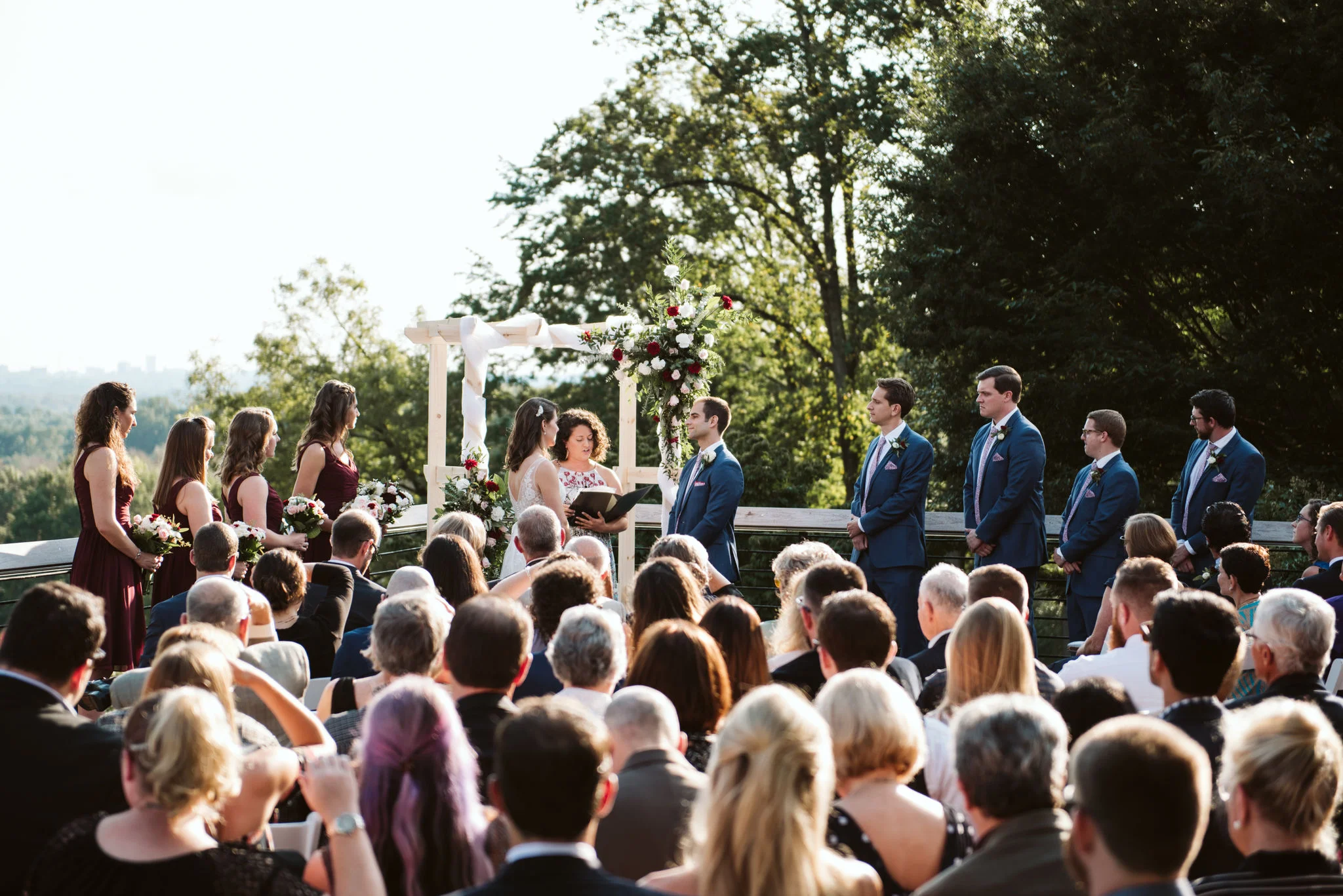 Phoenix Maryland, Baltimore Wedding Photographer, Eagle’s Nest Country Club, Classic, Romantic, Overall Photo of the Wedding, Couple Getting Married Surrounded by Family and Friends, Outdoor Ceremony