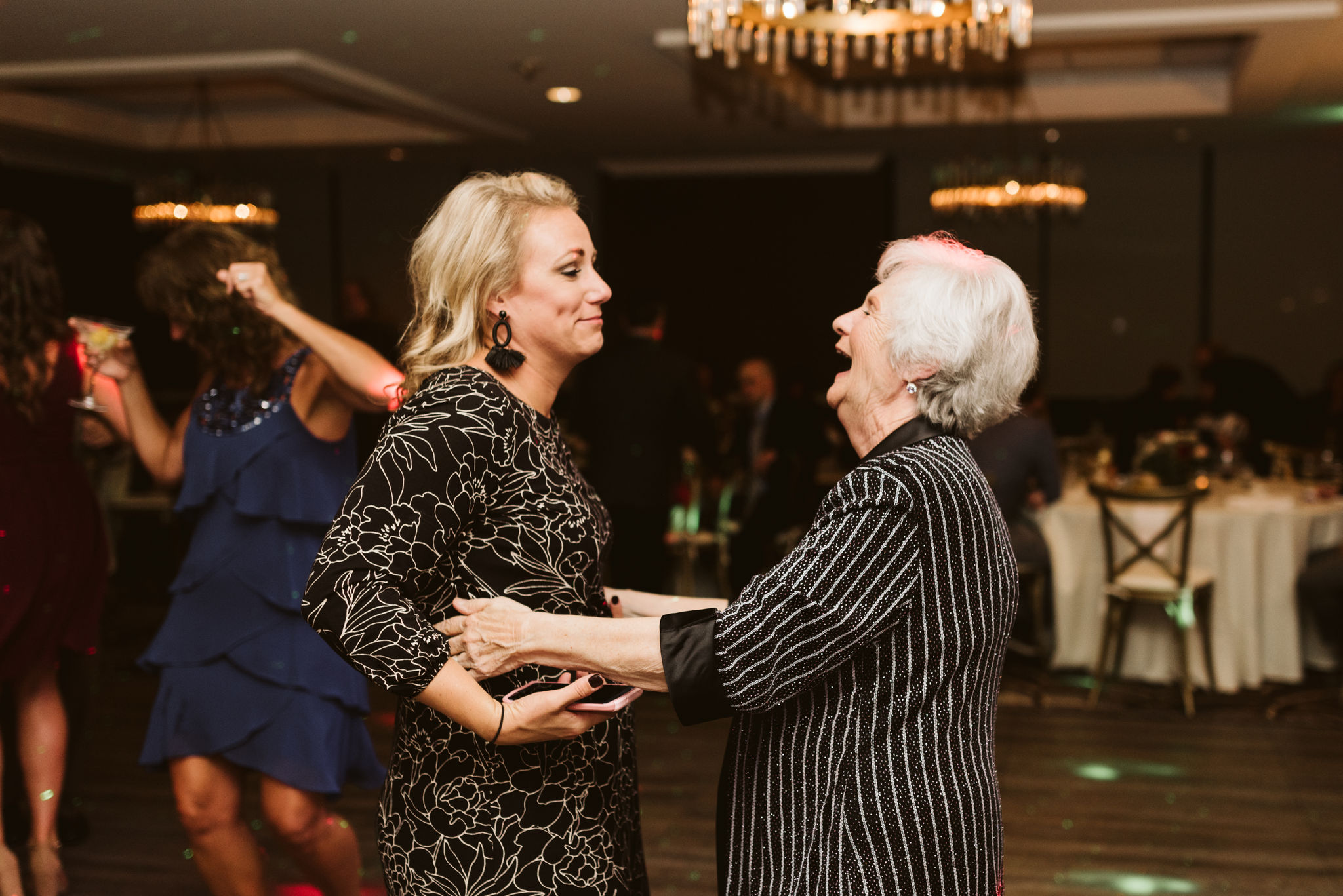  Phoenix Maryland, Baltimore Wedding Photographer, Eagle’s Nest Country Club, Classic, Romantic, Wedding Guests Laughing Together on Dancefloor at Reception 