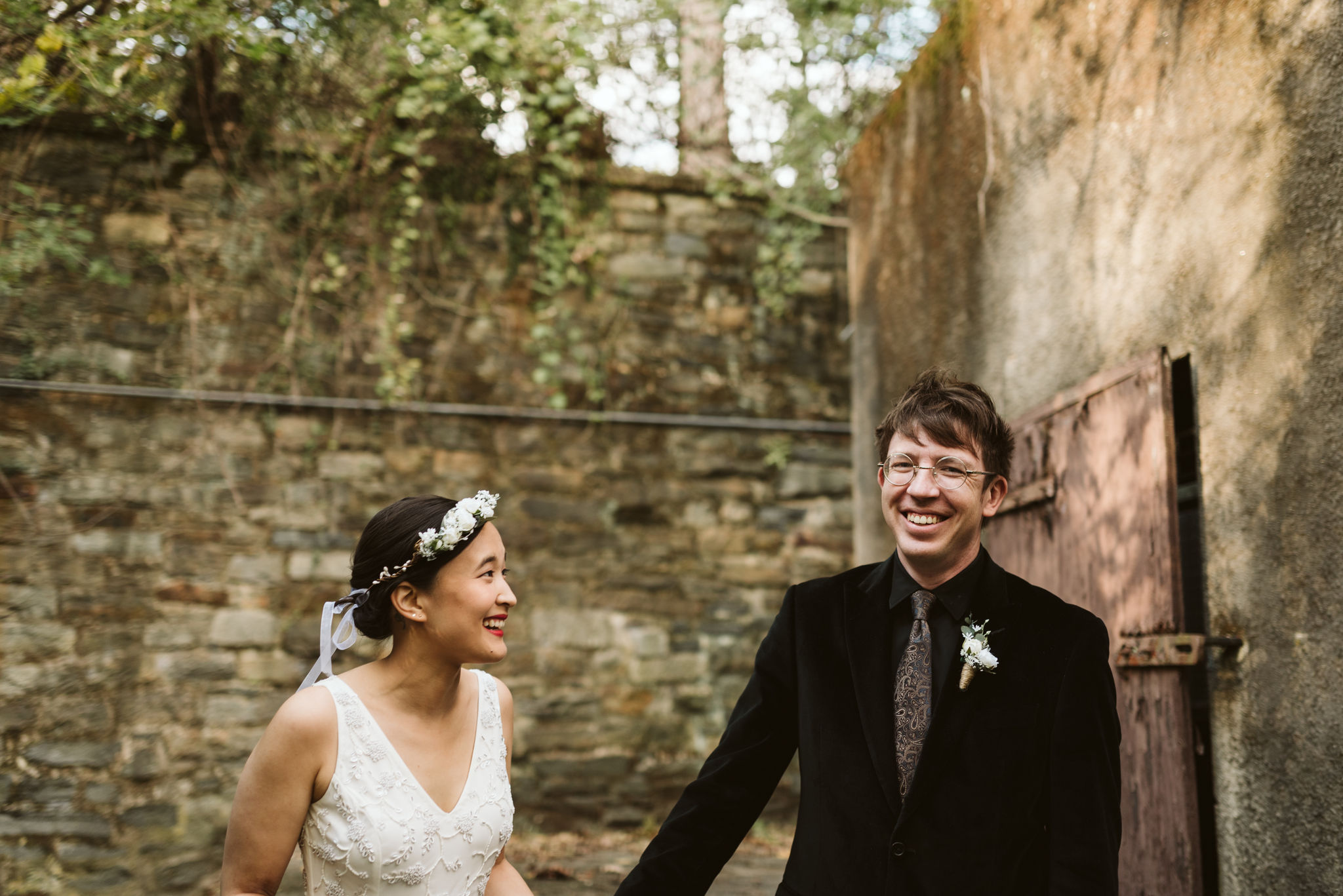  Baltimore, Maryland Wedding Photographer, The Mansion House at the Maryland Zoo, Relaxed, Romantic, Laid Back, Bride and Groom Laughing Together, Beaded Wedding Dress, Flower Crown 