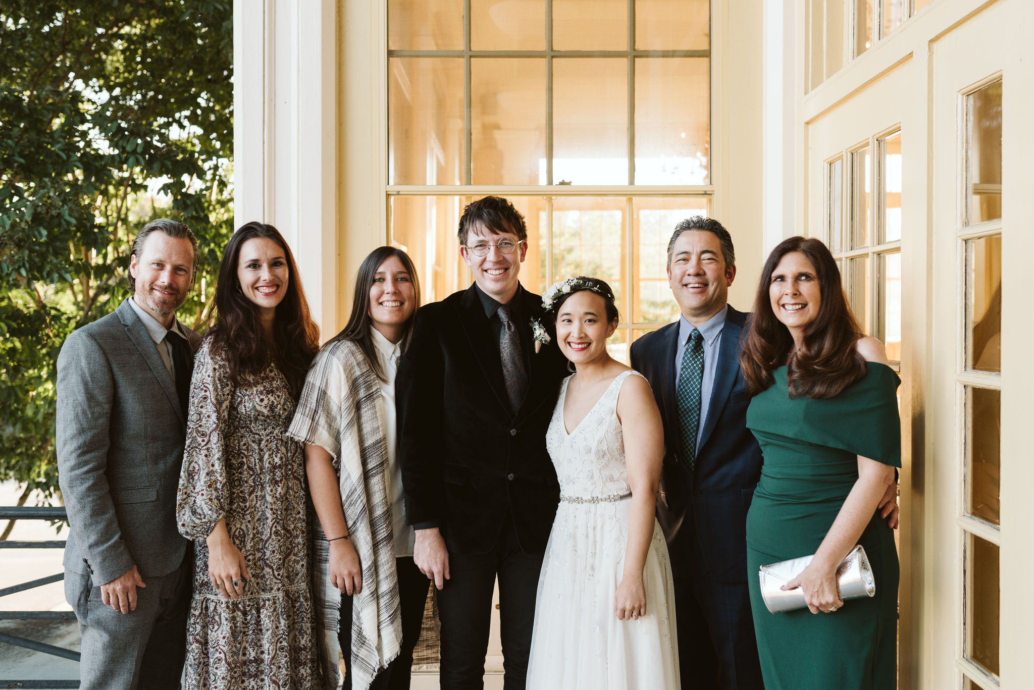  Baltimore, Maryland Wedding Photographer, The Mansion House at the Maryland Zoo, Relaxed, Romantic, Laid Back, Portrait of Bride and Groom with Family Outside Venue 