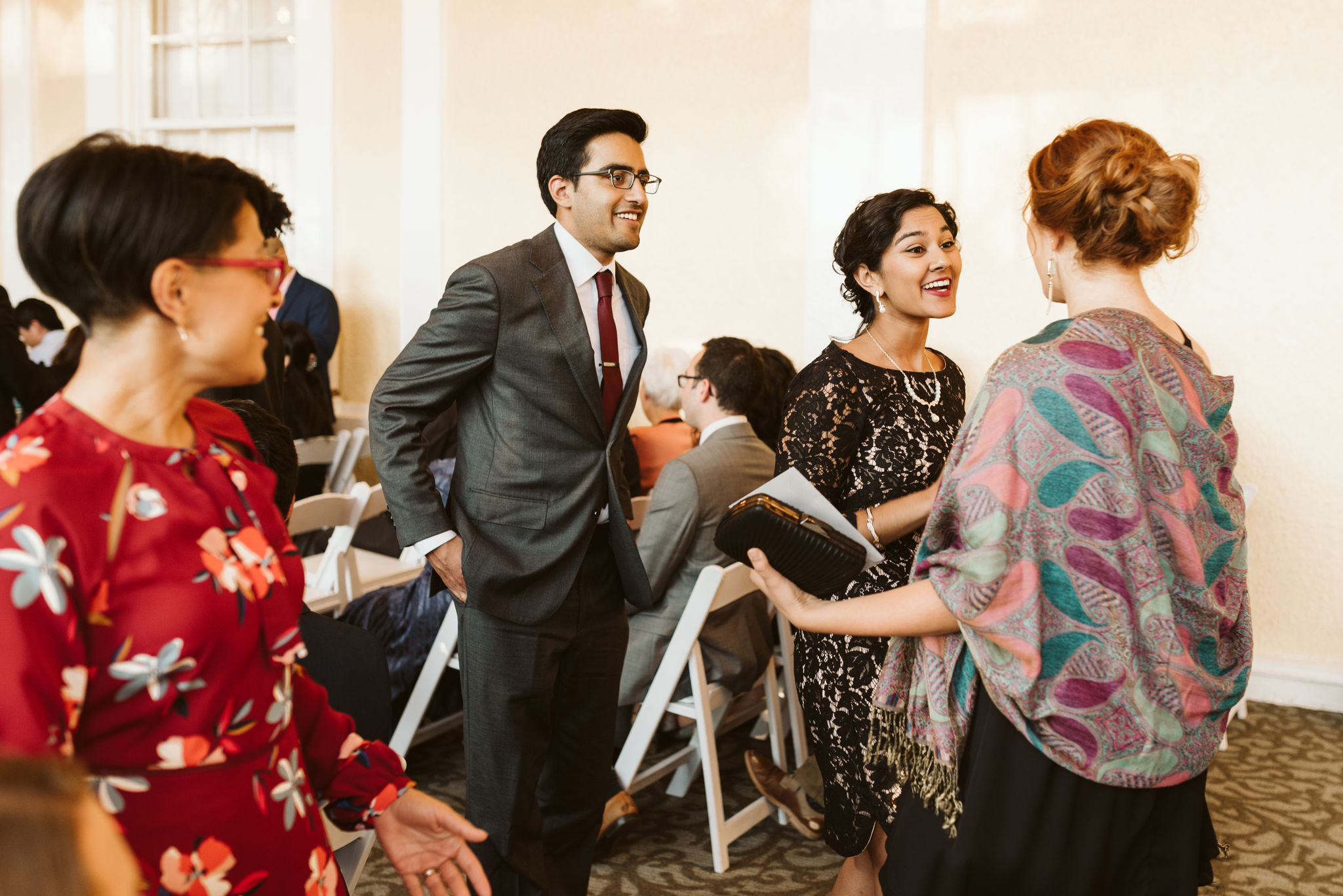  Baltimore, Maryland Wedding Photographer, The Mansion House at the Maryland Zoo, Relaxed, Romantic, Laid Back, Wedding Guests Chatting at Ceremony 