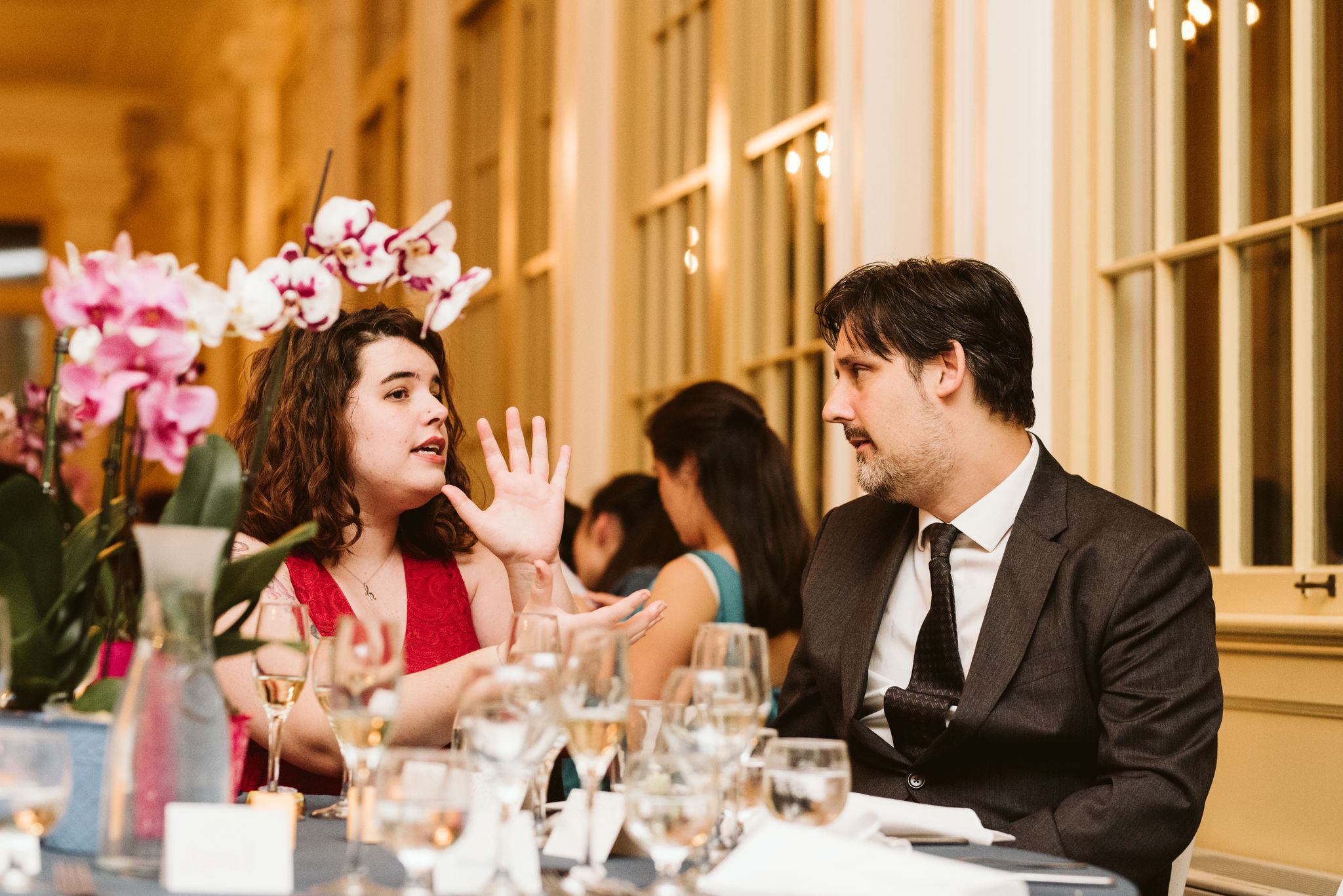 Baltimore, Maryland Wedding Photographer, The Mansion House at the Maryland Zoo, Relaxed, Romantic, Laid Back, Wedding Guests Chatting at Reception