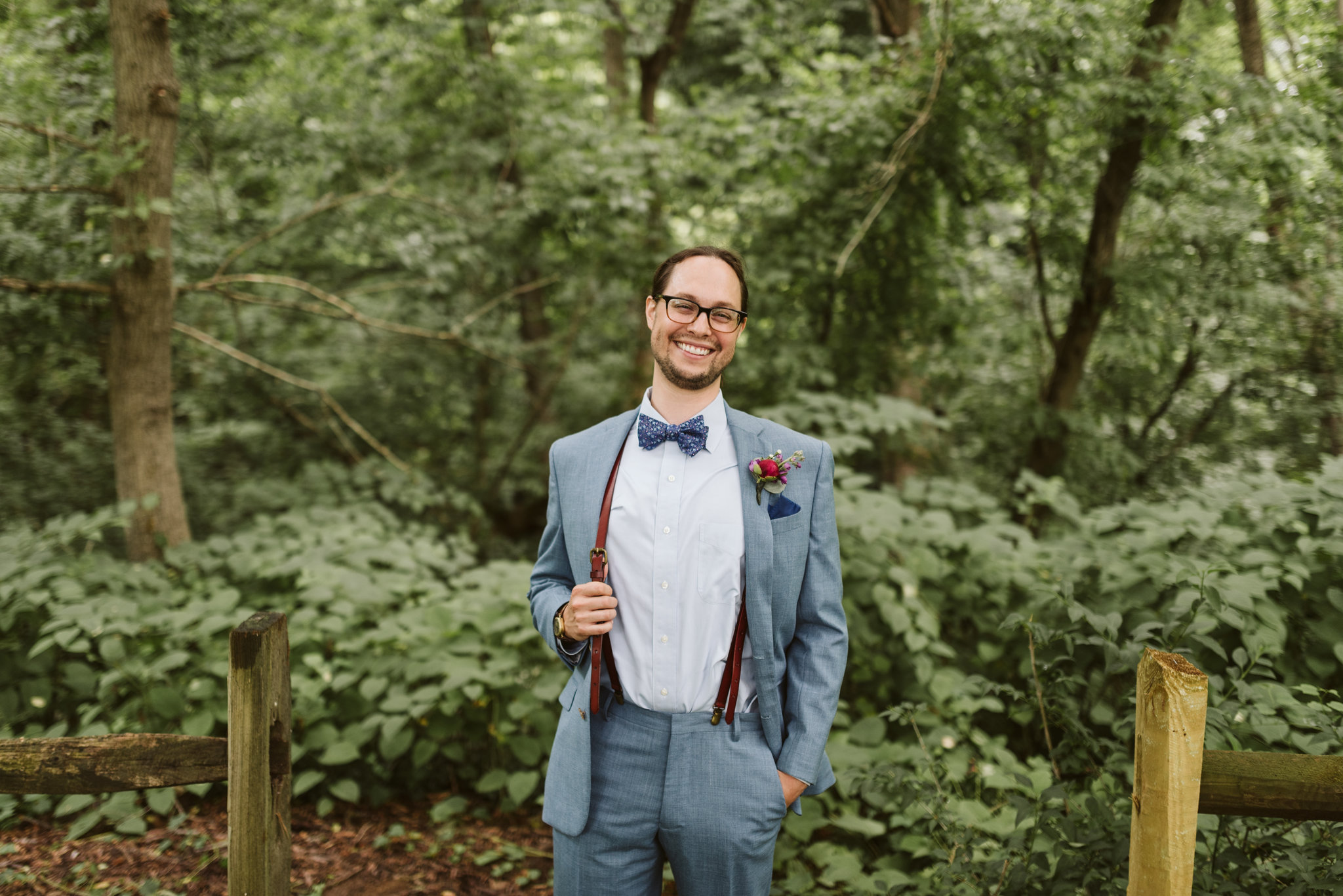  Annapolis, Quaker Wedding, Maryland Wedding Photographer, Intimate, Small Wedding, Vintage, DIY, Portrait of Groom, Groom Smiling, Bowtie and Suspenders 