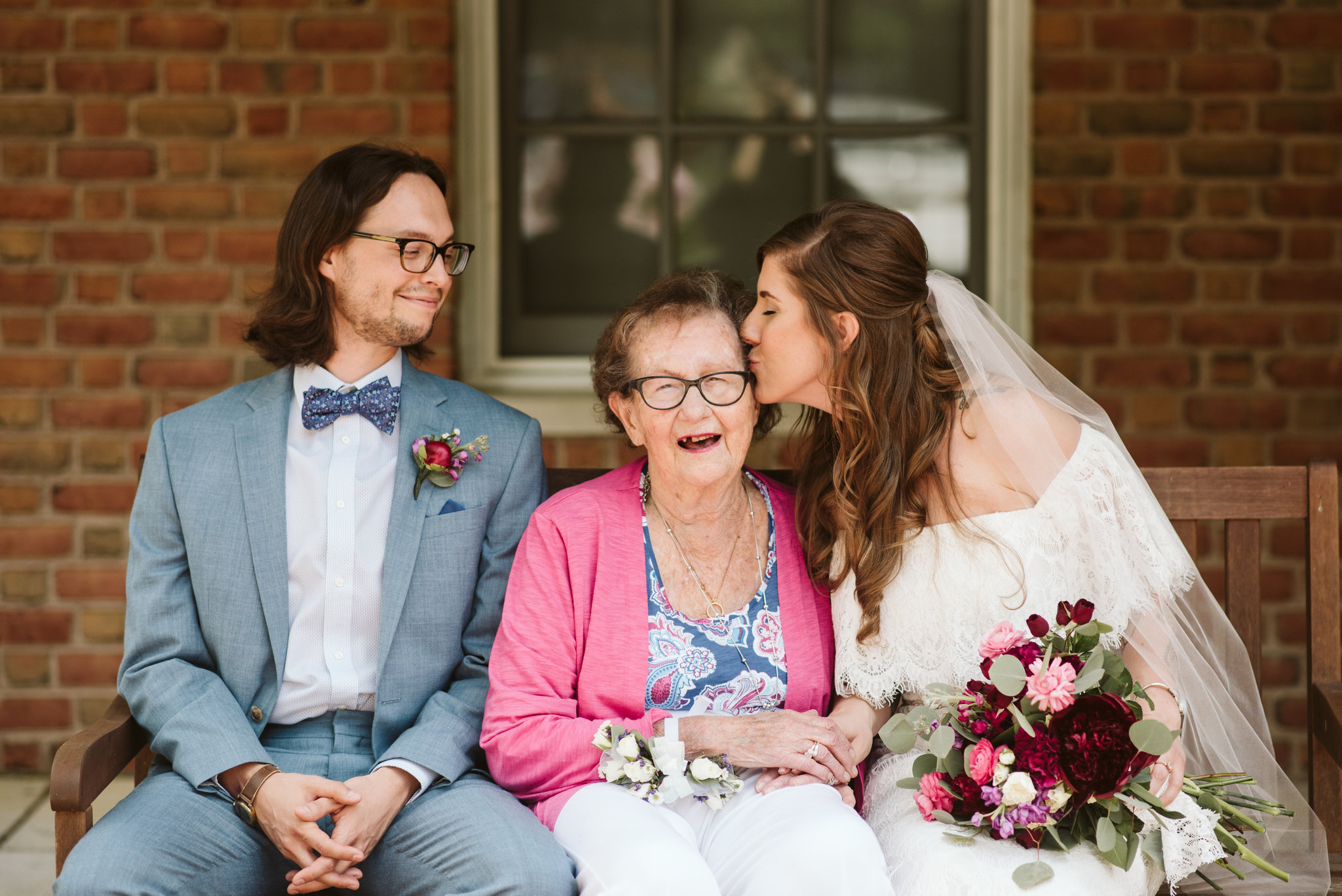  Annapolis, Quaker Wedding, Maryland Wedding Photographer, Intimate, Small Wedding, Vintage, DIY, Sweet photo of Bride and Groom with Grandmother 