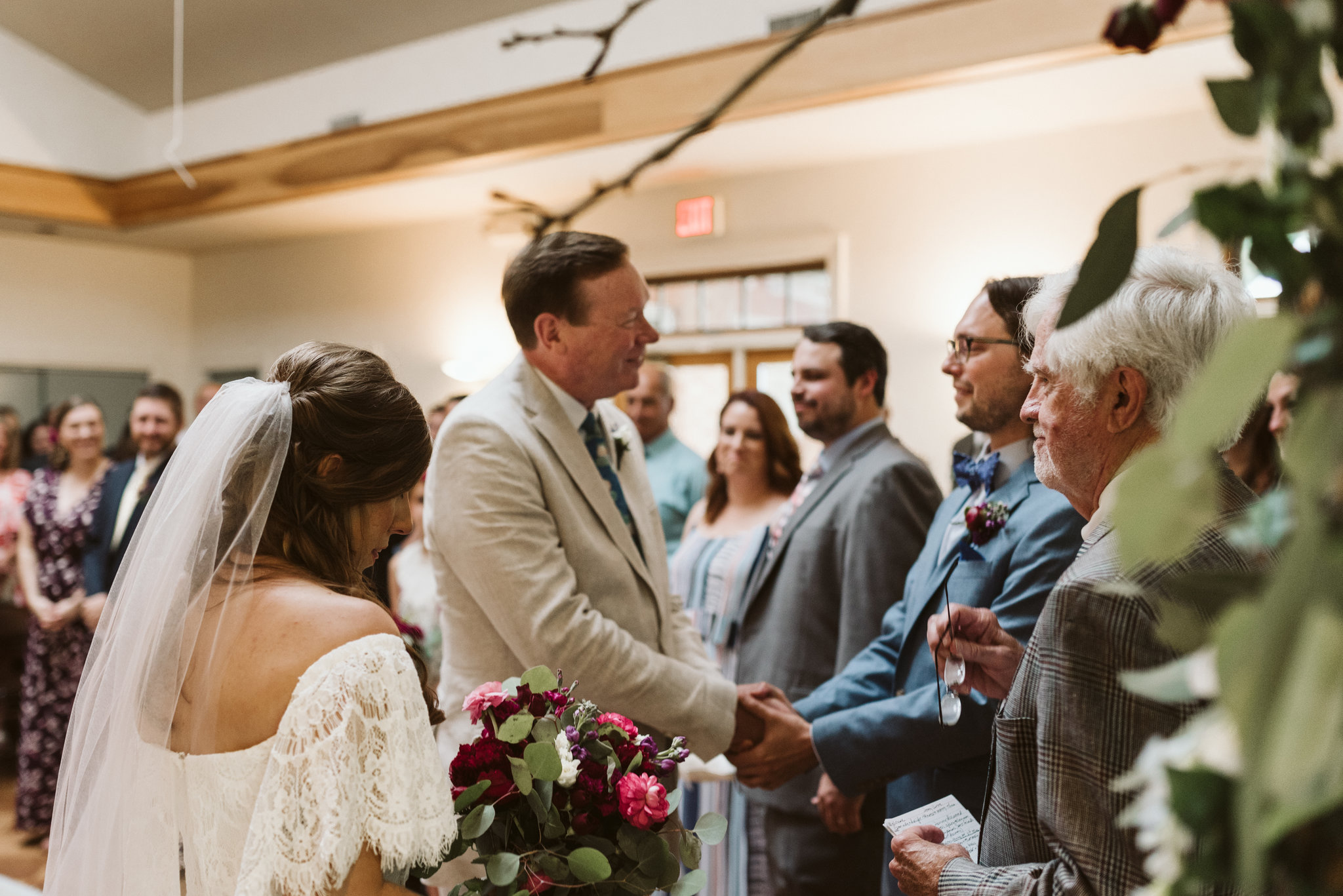  Annapolis, Quaker Wedding, Baltimore Wedding Photographer, Intimate, Small Wedding, Vintage, DIY, Father of the Bride Shaking Groom’s Hand 