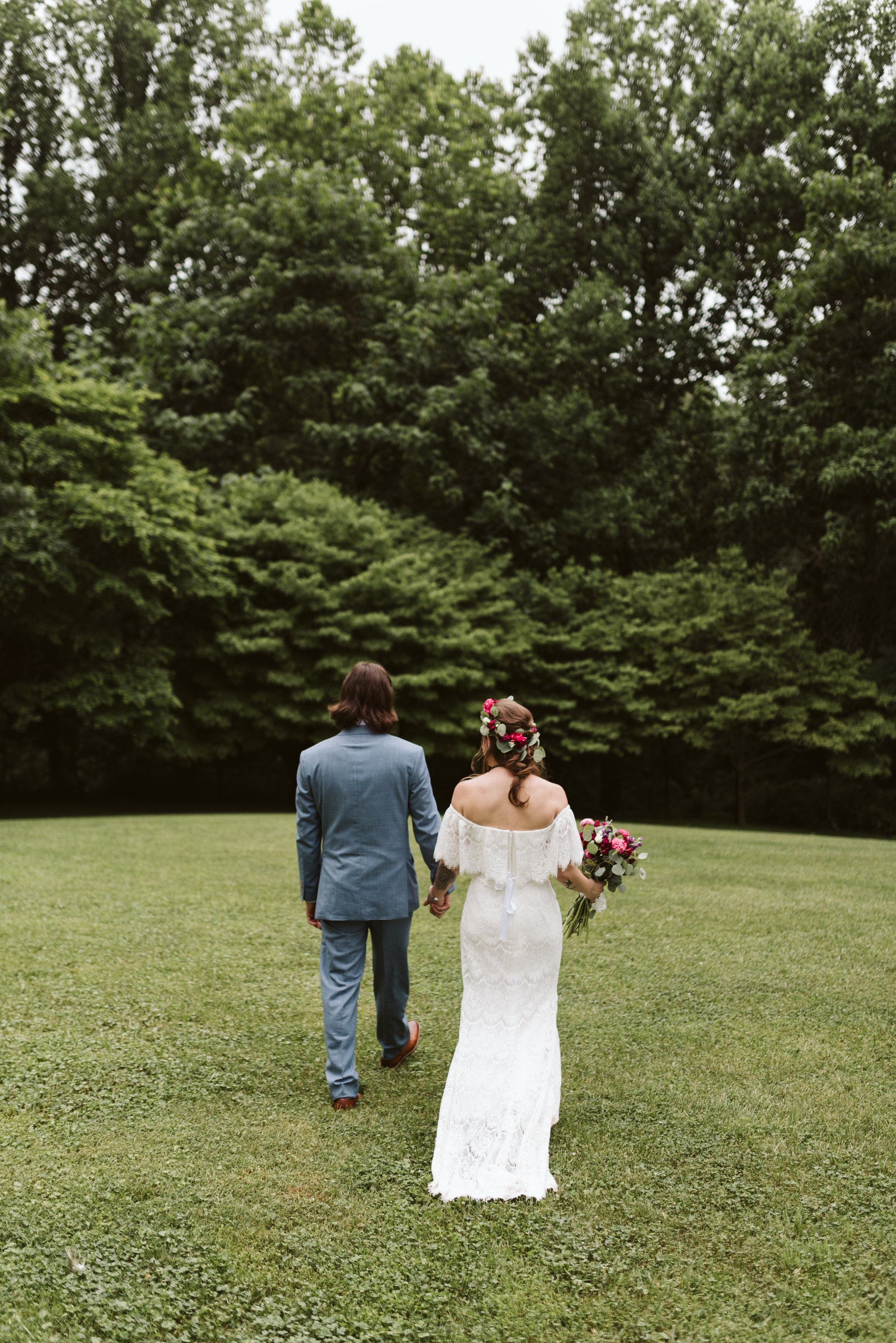  Annapolis, Quaker Wedding, Maryland Wedding Photographer, Intimate, Small Wedding, Vintage, DIY, Bride and Groom Walking Hand in Hand 