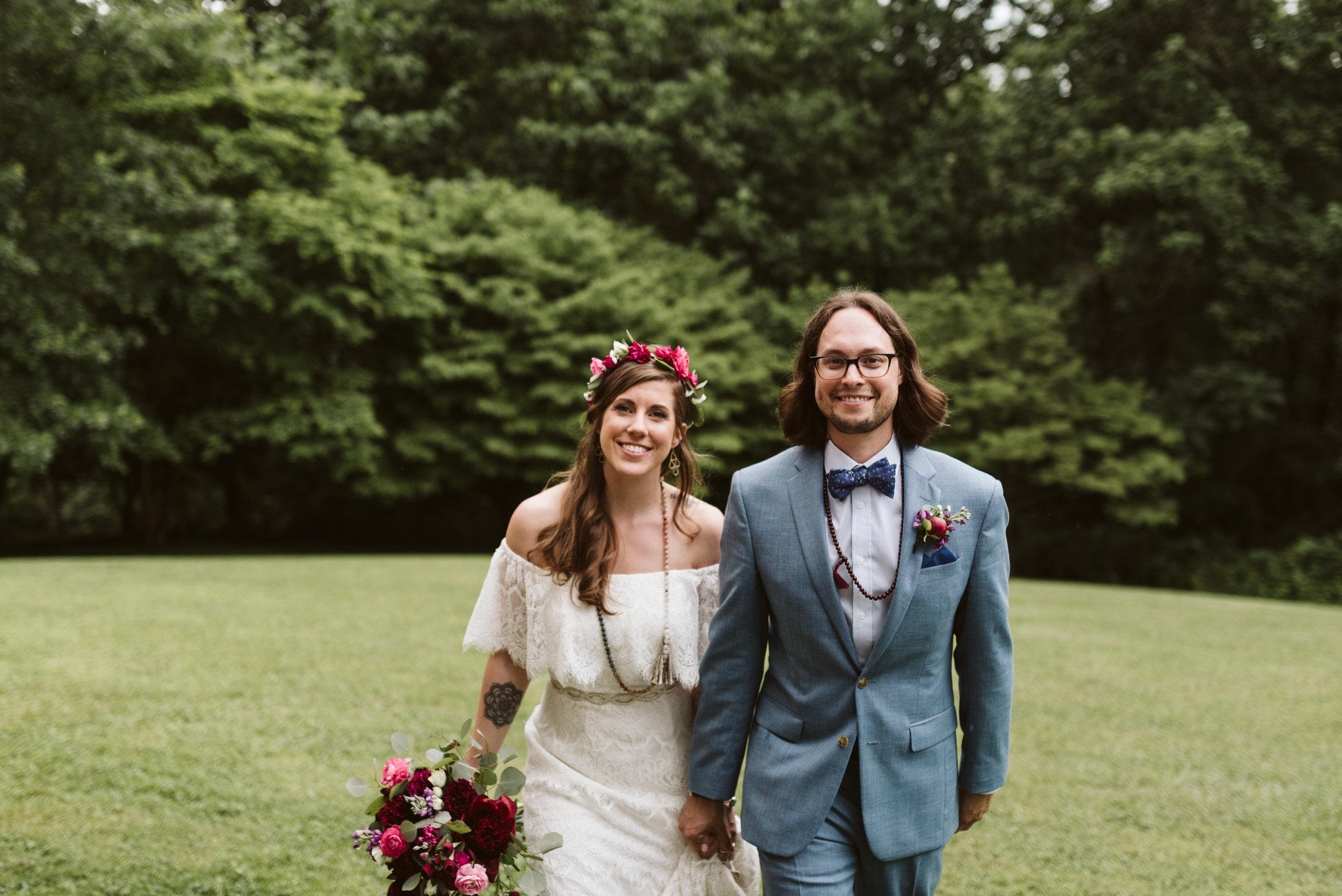  Annapolis, Quaker Wedding, Maryland Wedding Photographer, Intimate, Small Wedding, Vintage, DIY, Portrait of Bride and Groom Walking Hand in Hand 