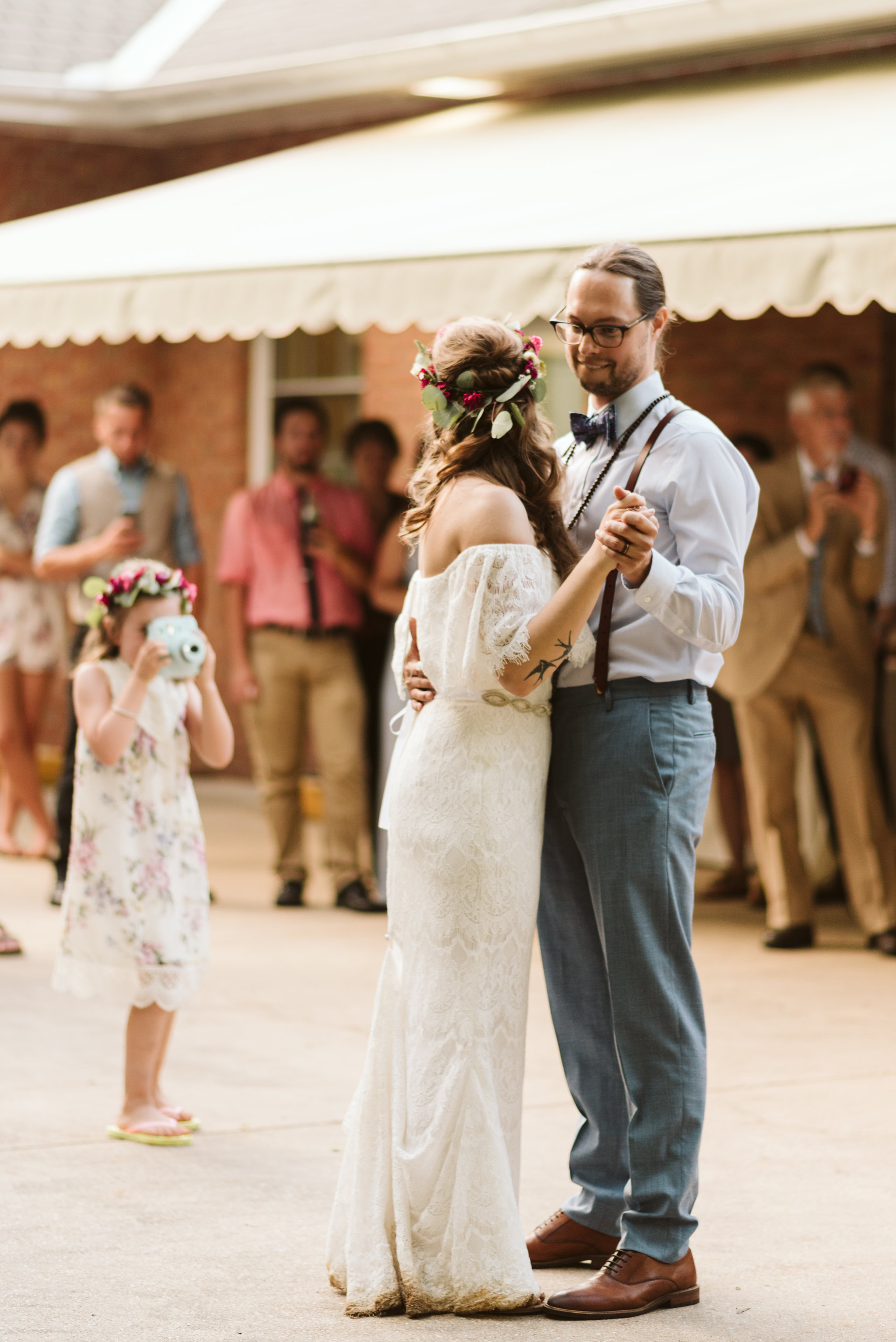  Annapolis, Quaker Wedding, Maryland Wedding Photographer, Intimate, Small Wedding, Vintage, DIY, Bride and Groom First Dance, Child with Polaroid 
