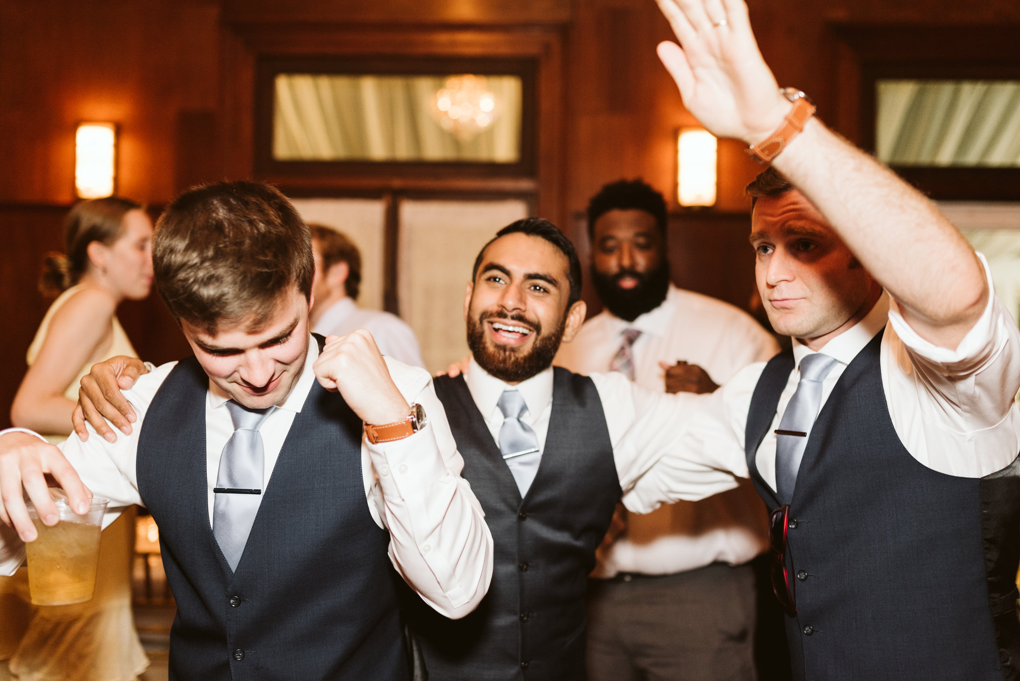  Ellicott City, Baltimore Wedding Photographer, Wayside Inn, Summer Wedding, Romantic, Traditional, Groom with Groomsmen at Reception 