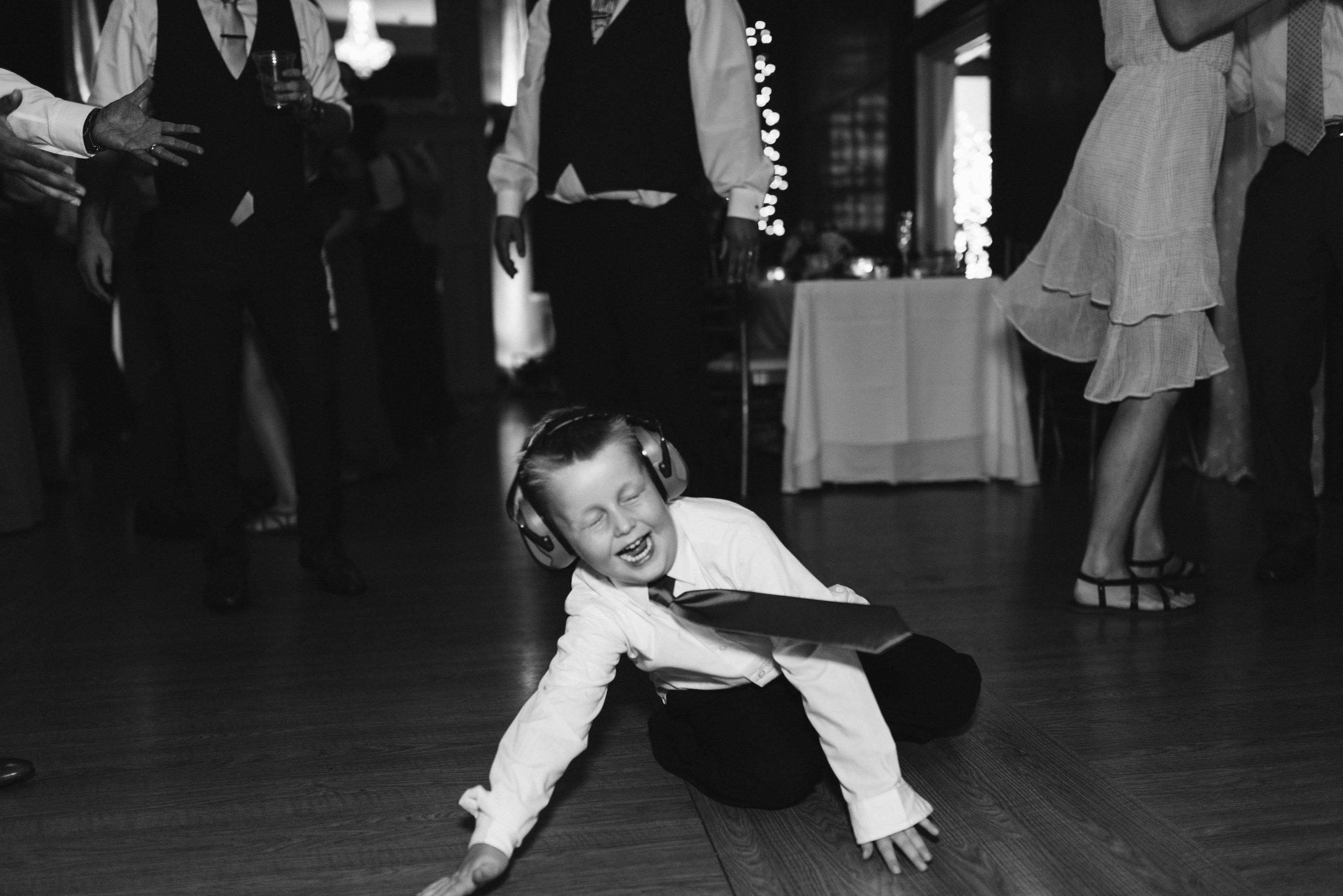  Ellicott City, Baltimore Wedding Photographer, Wayside Inn, Summer Wedding, Romantic, Traditional, Little Boy Dancing at Reception, Black and White Photo 