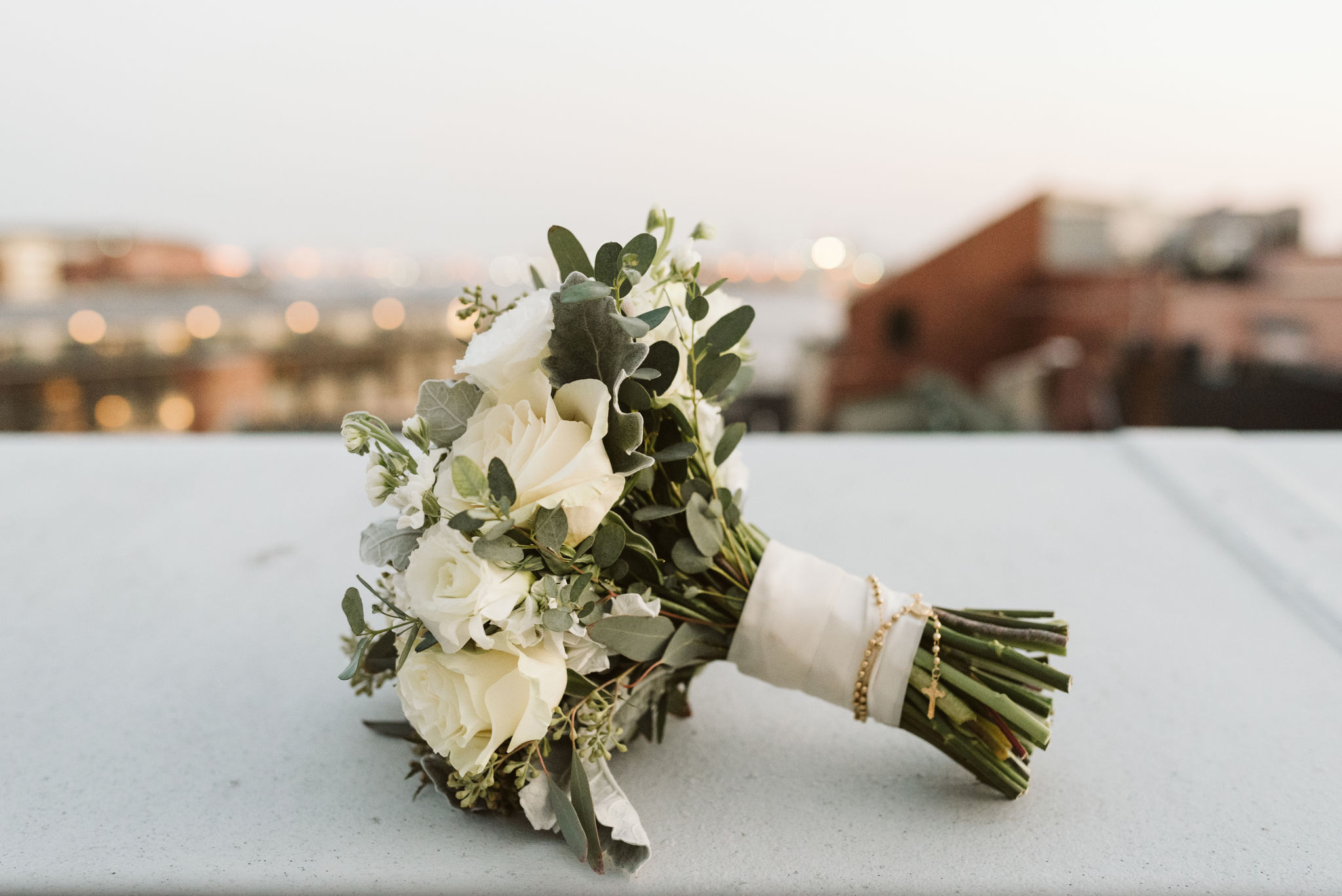  Baltimore, Fells Point, Maryland Wedding Photographer, Winter Wedding, Historic, Classic, Vintage, Bridal Bouquet with Rosary, Nutmeg Flowers, White Roses 