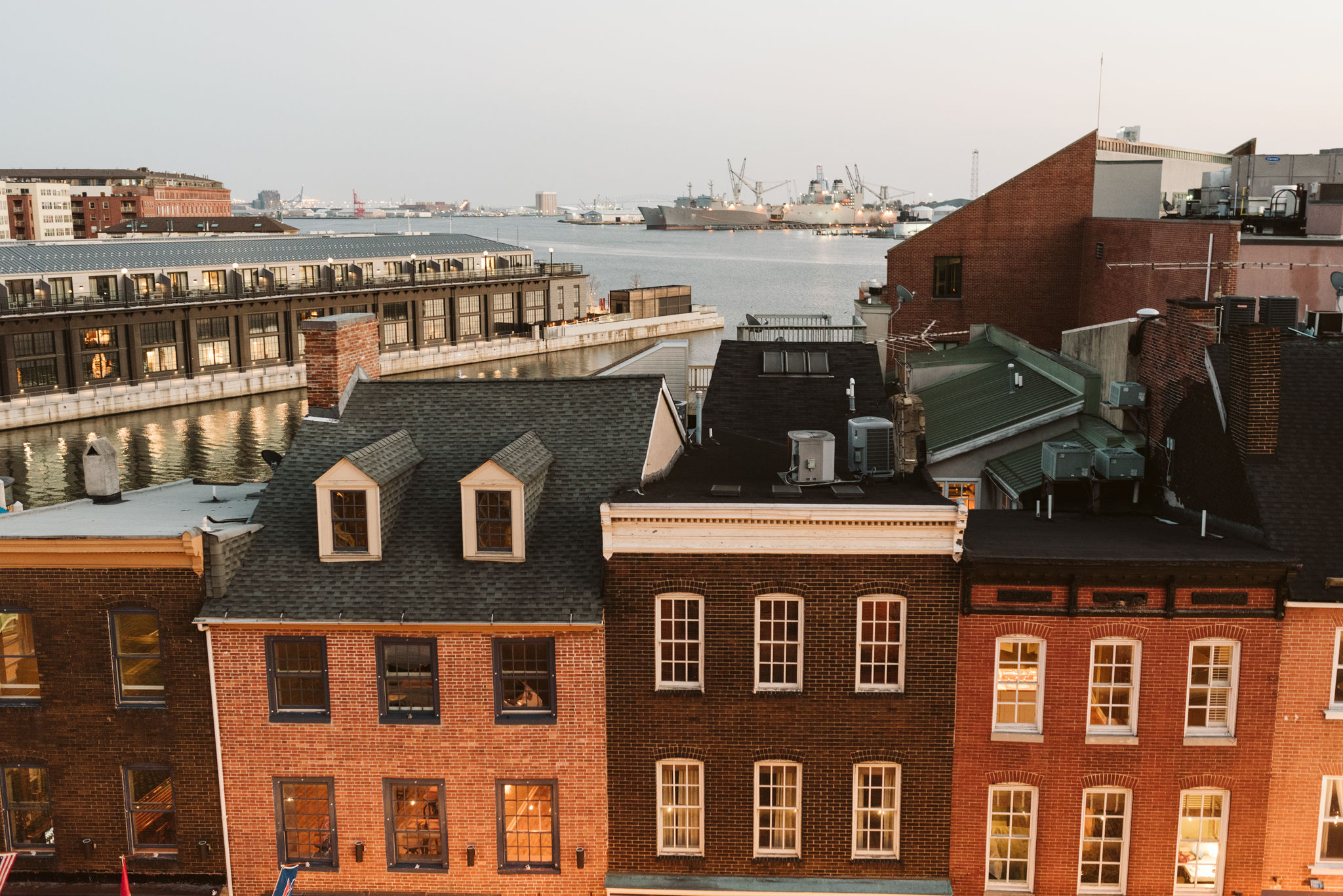  Baltimore, Fells Point, Maryland Wedding Photographer, Winter Wedding, Historic, Classic, Vintage, City Rooftop with Inner Harbor and Ships in the Background 