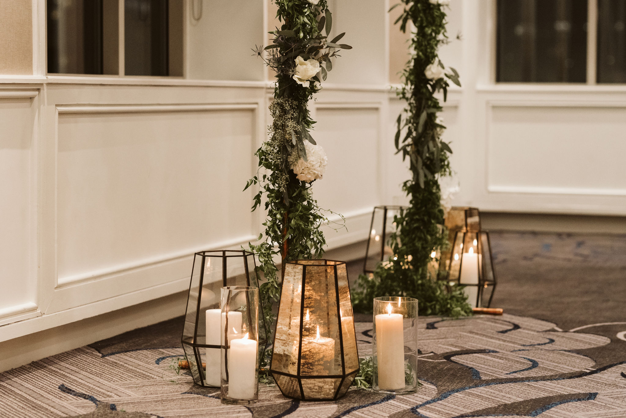  Baltimore, Fells Point, Maryland Wedding Photographer, Winter Wedding, Historic, Classic, Vintage, Ceremony Decor, Candles and Garland, Nutmeg Flowers 