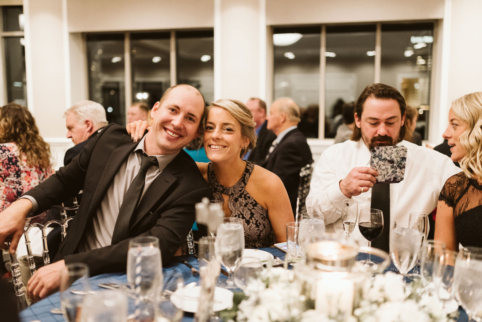  Baltimore, Fells Point, Maryland Wedding Photographer, Winter Wedding, Historic, Classic, Vintage, Photo of Friends at Table During Reception, Select Event Group 