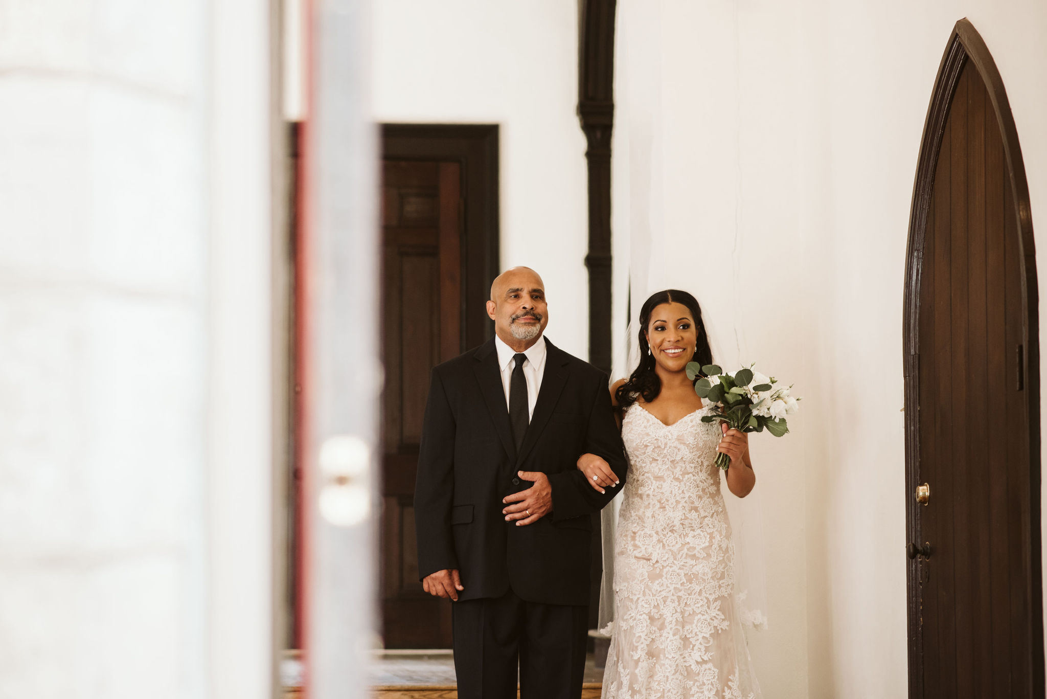  Baltimore, Maryland Wedding Photographer, Mount Vernon, Chase Court, Classic, Outdoor Ceremony, Garden, Romantic, Smiling Bride Walking with Father of the Bride 