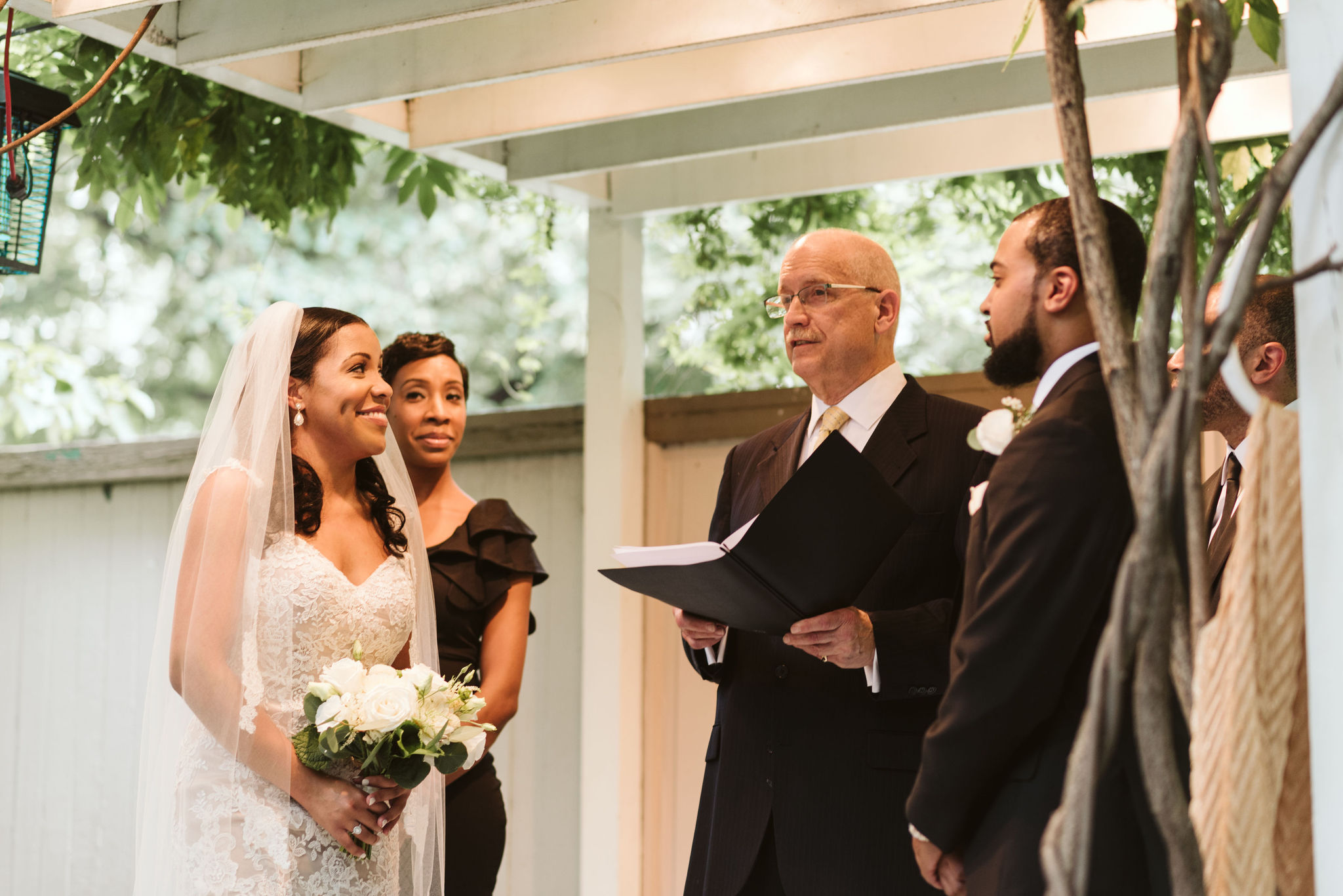  Baltimore, Maryland Wedding Photographer, Mount Vernon, Chase Court, Classic, Outdoor Ceremony, Garden, Romantic, Bride and Groom Standing at Altar with Officiant, White Flowers 