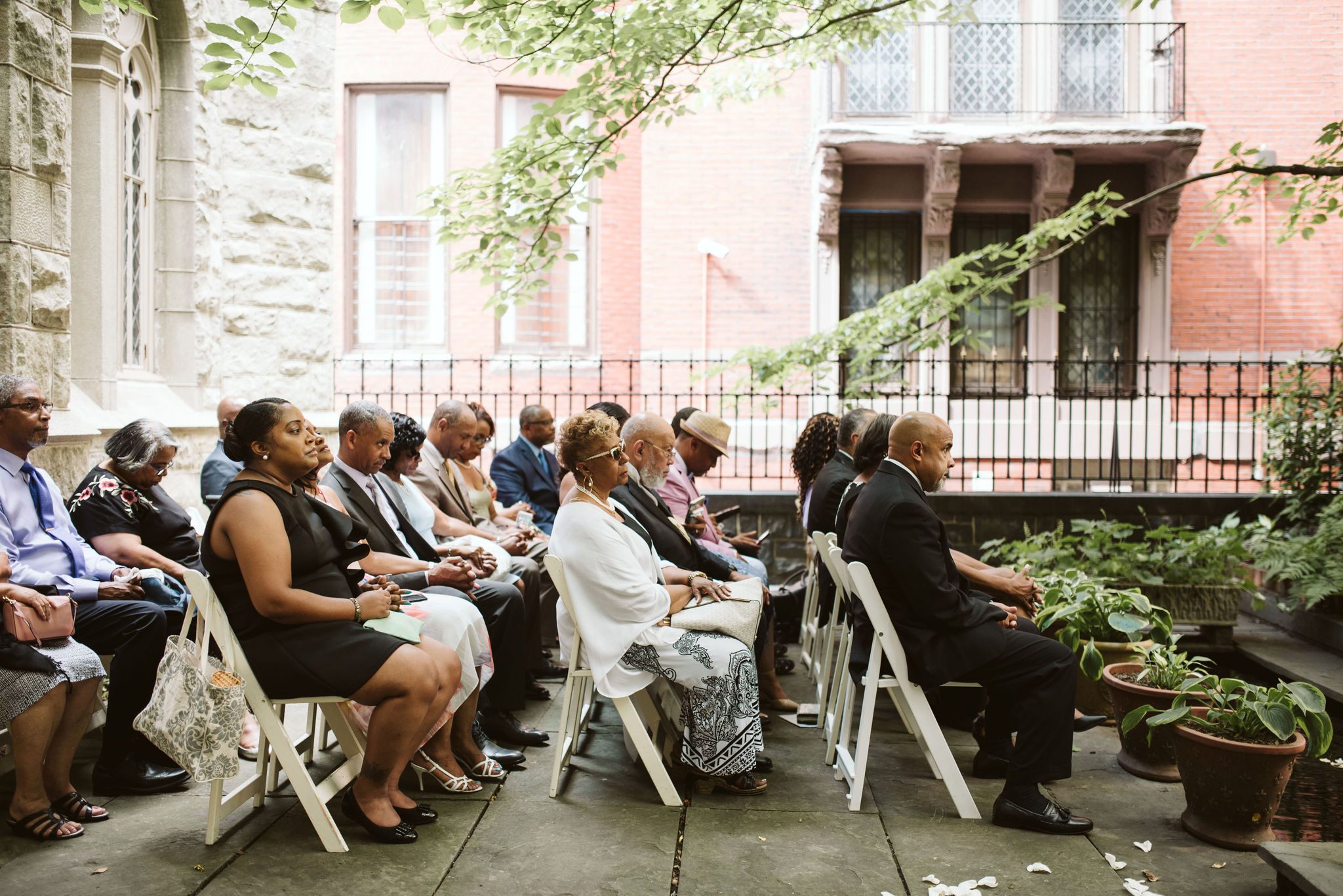 Baltimore, Maryland Wedding Photographer, Mount Vernon, Chase Court, Classic, Outdoor Ceremony, Garden, Romantic, Wedding Guests Praying During Ceremony 