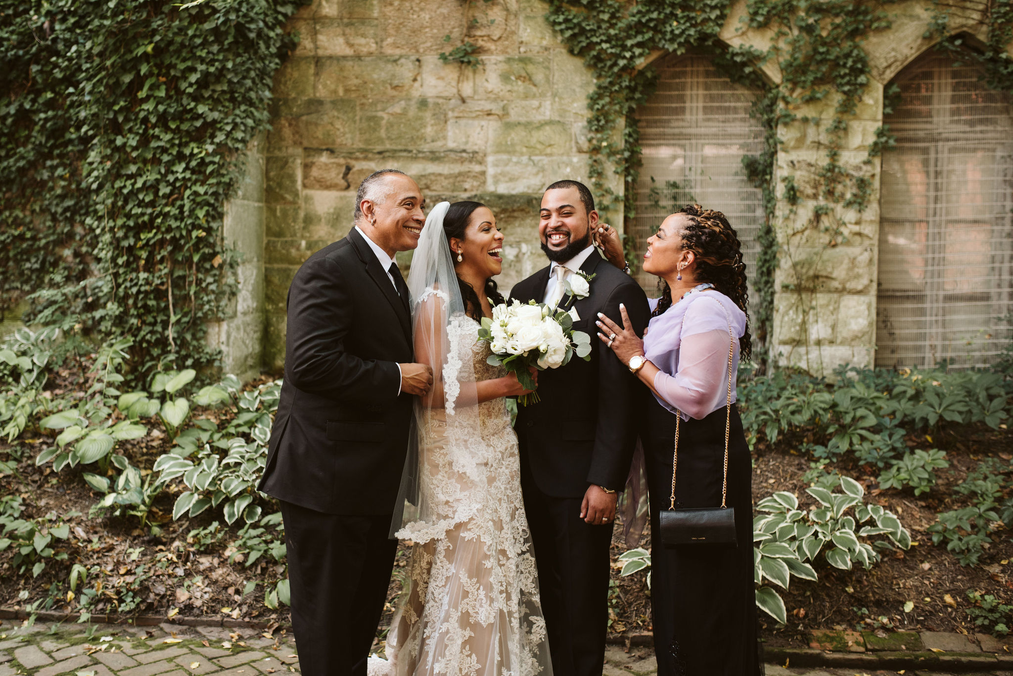  Baltimore, Maryland Wedding Photographer, Mount Vernon, Chase Court, Classic, Outdoor Ceremony, Garden, Romantic, Fun Portrait of Bride and Groom with Parents, Couple Laughing Together 
